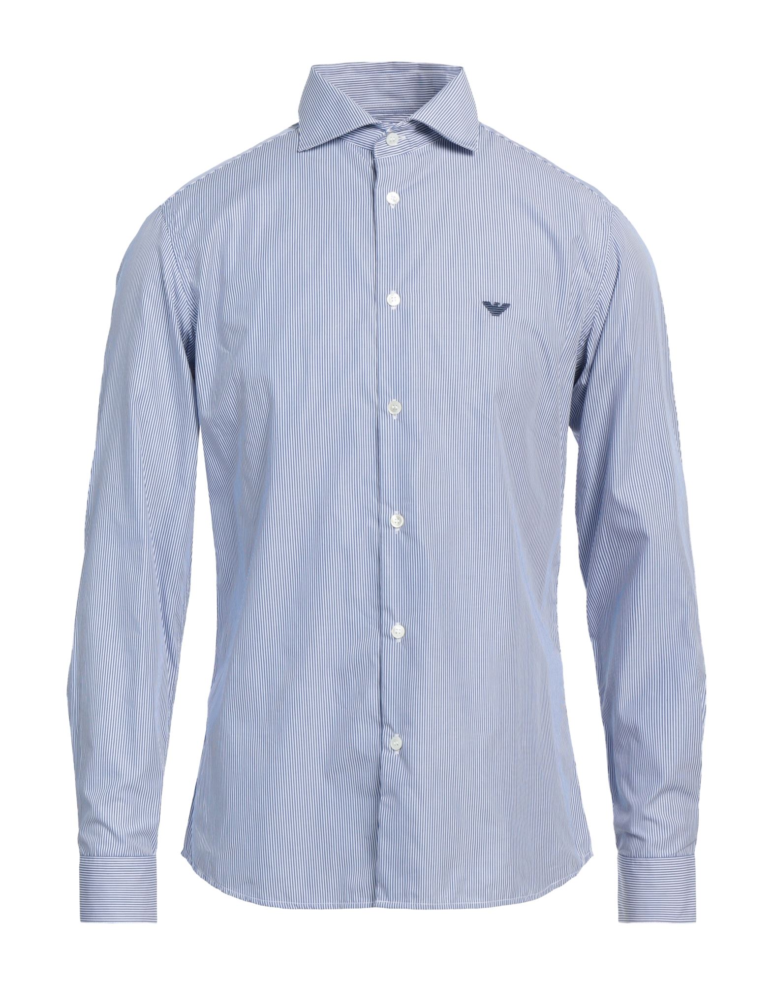 레귤러 셔츠, 포플린, 스트라이프, 자수 로고 장식, 클래식 칼라, 롱 슬리브, 버튼 커프스, 버튼 여밈, 세탁기로 세탁, 표백 금지, 건조기 사용불가. 이미지