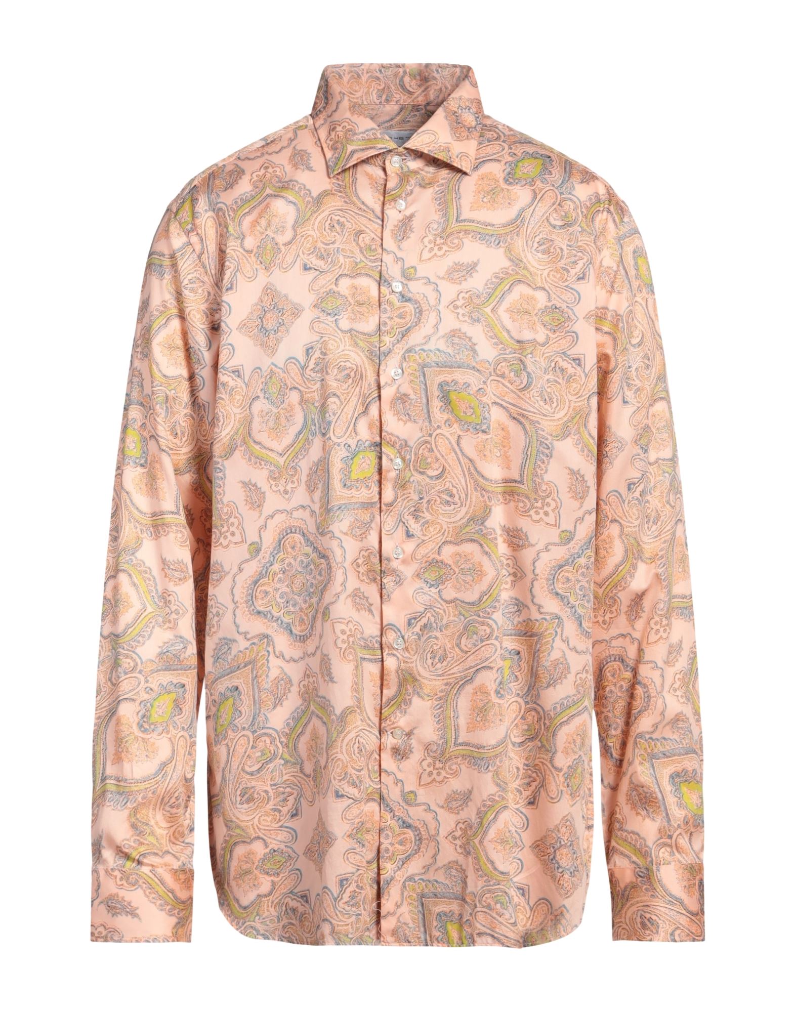 레귤러 셔츠, 포플린, 장식 부착 없음, 페이즐리 패턴, 클래식 칼라, 롱 슬리브, 버튼 커프스, 버튼 여밈, 포켓 없음, 세탁기 세탁 또는 드라이클리닝, 표백 금지, 건조기 사용불가. 이미지