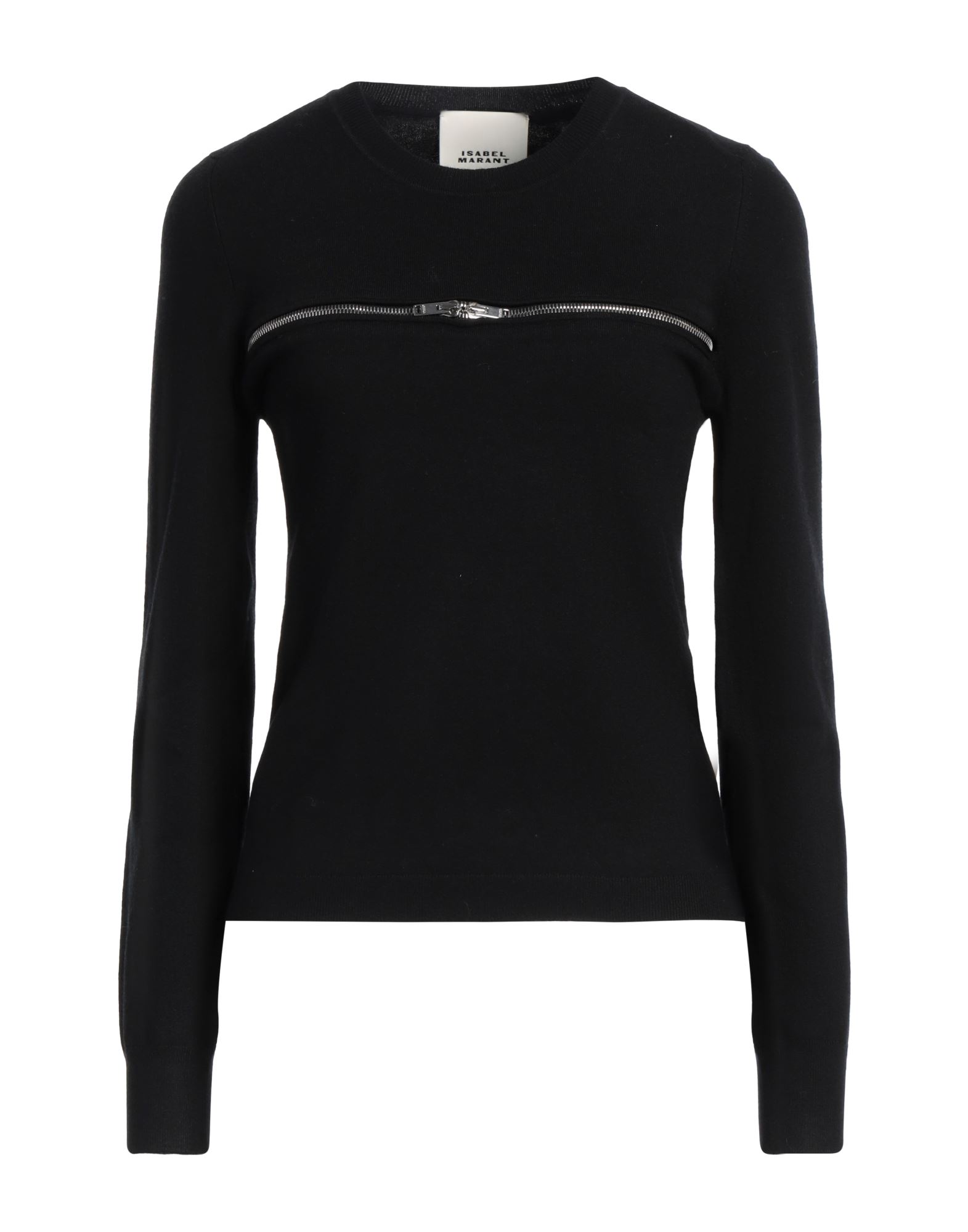 니트 소재, 라이트웨이트 니트, 스트레치 패브릭, 장식 효과, 장식 디테일 솔리드 컬러, 크루넥, 롱 슬리브, 손세탁 또는 드라이클리닝, 표백 금지, 건조기 사용불가. 이미지