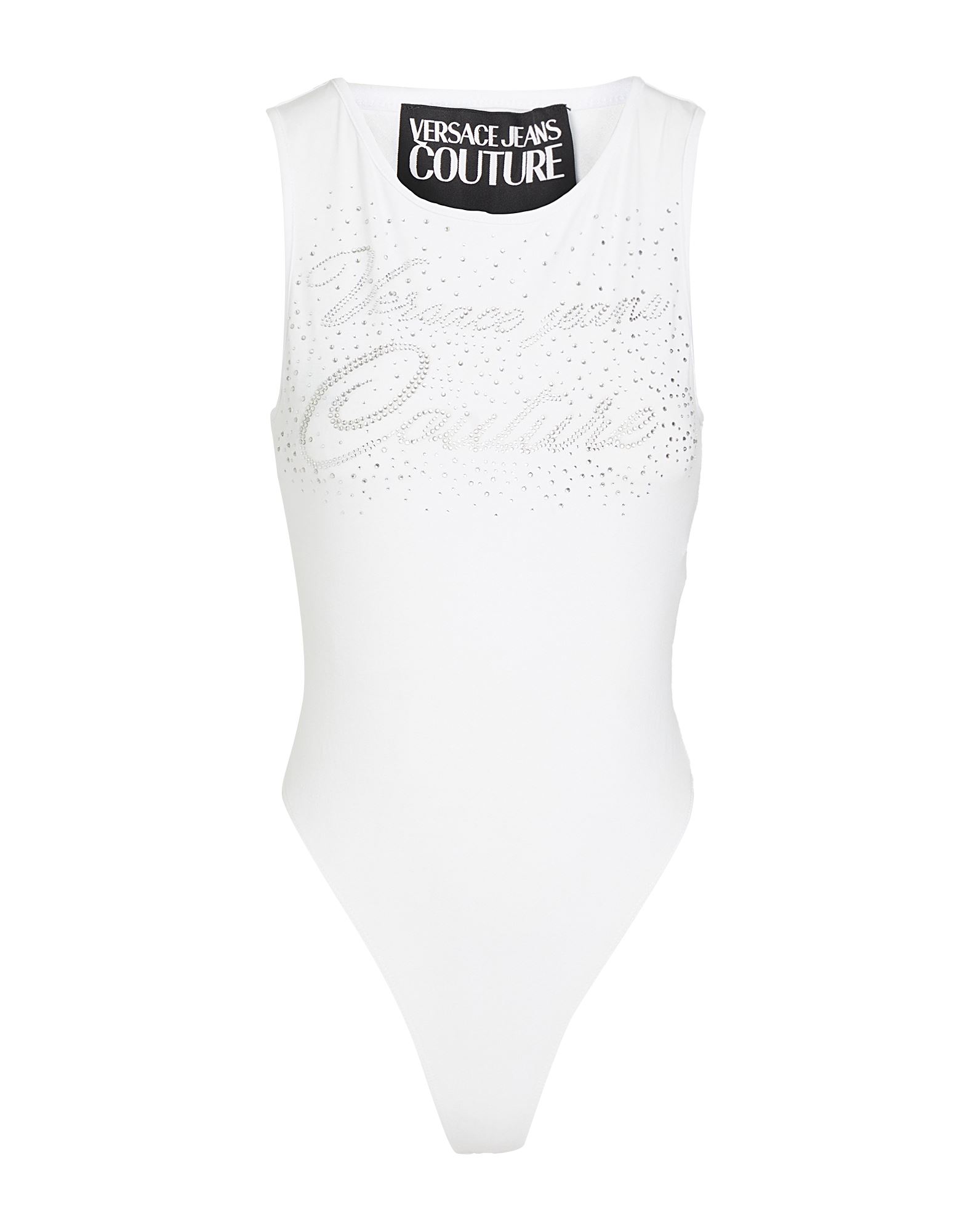 저지, 스트레치 패브릭, 장식 디테일 솔리드 컬러, 크리스탈, 브랜드 로고, 크루넥, 슬리브리스, 세탁기로 세탁, 표백 금지, 건조기 사용불가, 이 브랜드는 사이즈가 작게 나옵니다. 이미지