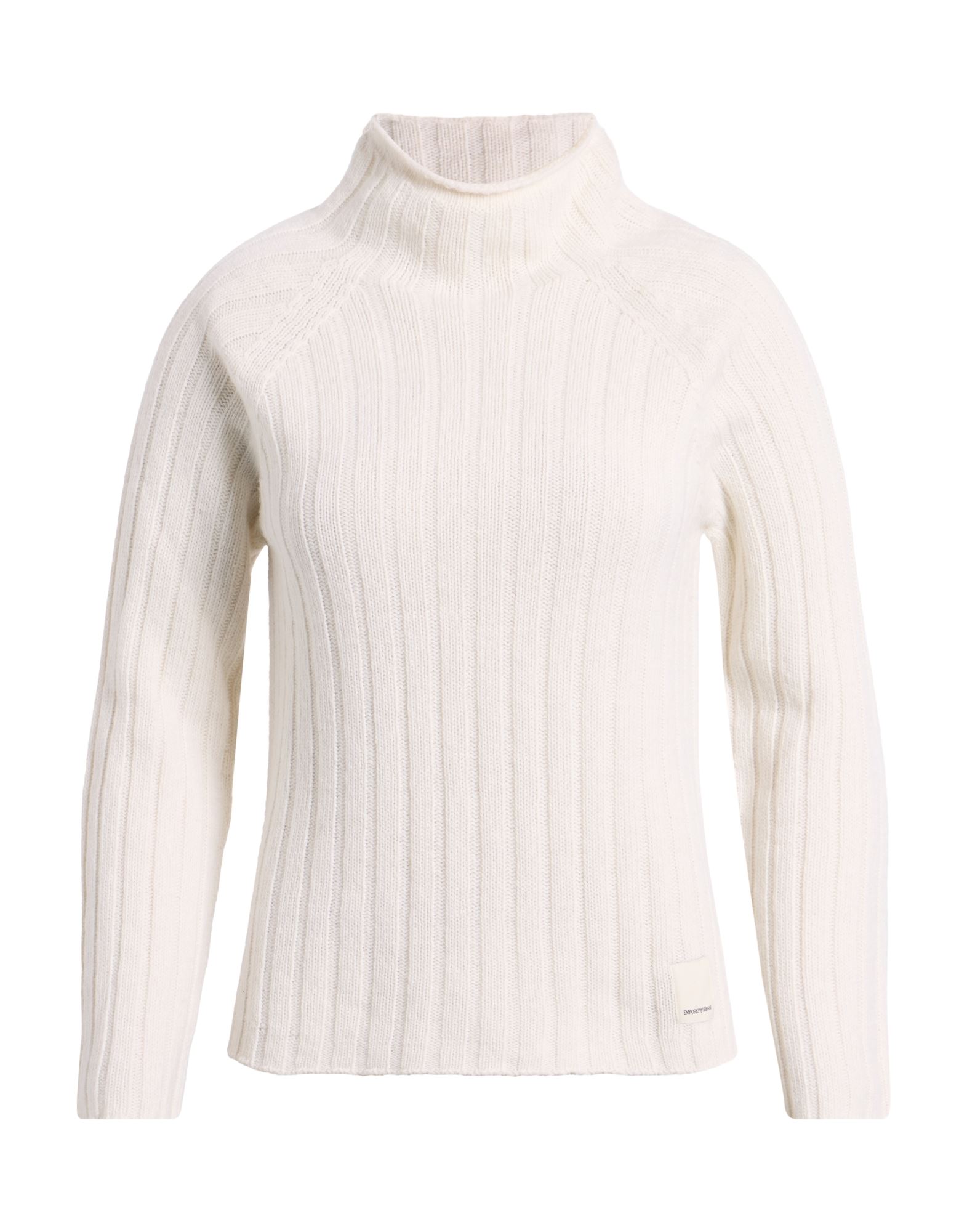 리브(rib) 조직, 라이트웨이트 니트, 브랜드 로고, 솔리드 컬러, 터틀넥, 롱 슬리브, 손세탁 또는 드라이클리닝, 표백 금지, 건조기 사용불가. 이미지