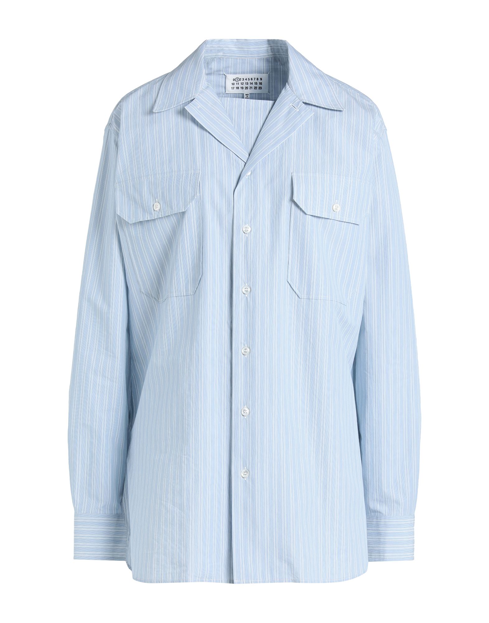 평직, 장식 부착 없음, 스트라이프, 클래식 칼라, 롱 슬리브, 버튼 커프스, 버튼 여밈, 더블 포켓, 동물성 비섬유 자재 함유. 이미지