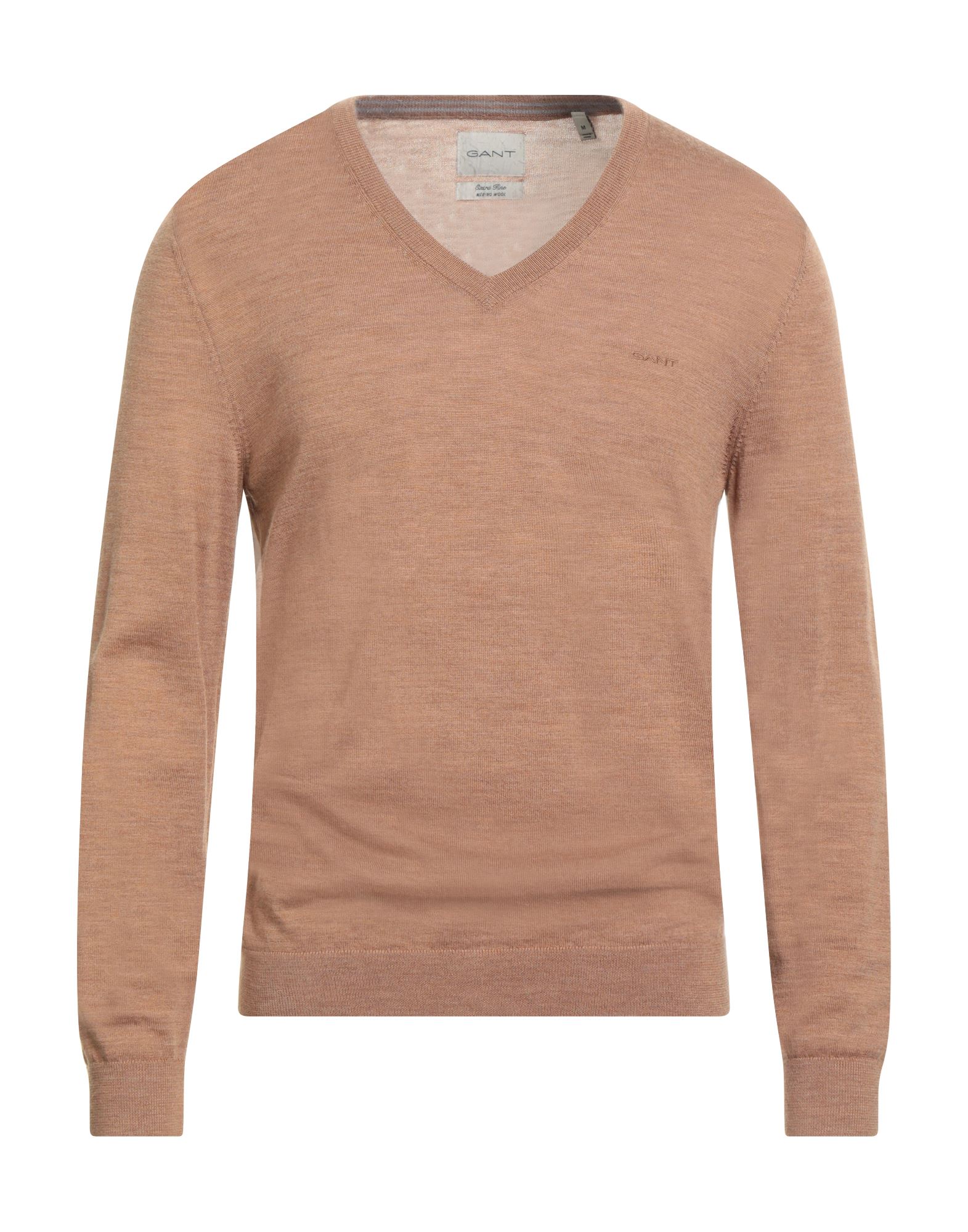 니트 소재, 라이트웨이트 니트, 멜란지, 자수 로고 장식, v 네크라인, 롱 슬리브, 세탁기 세탁 또는 드라이클리닝, 표백 금지, 건조기 사용불가. 이미지