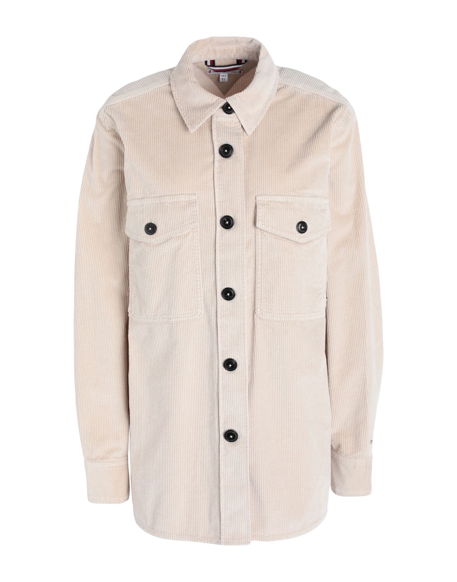 셔츠 자켓, 코듀로이, 리브(rib) 조직, 브랜드 로고, 솔리드 컬러, 클래식 칼라, 롱 슬리브, 버튼 커프스, 버튼 여밈, 포켓 2개, 동물성 비섬유 자재 함유. 이미지