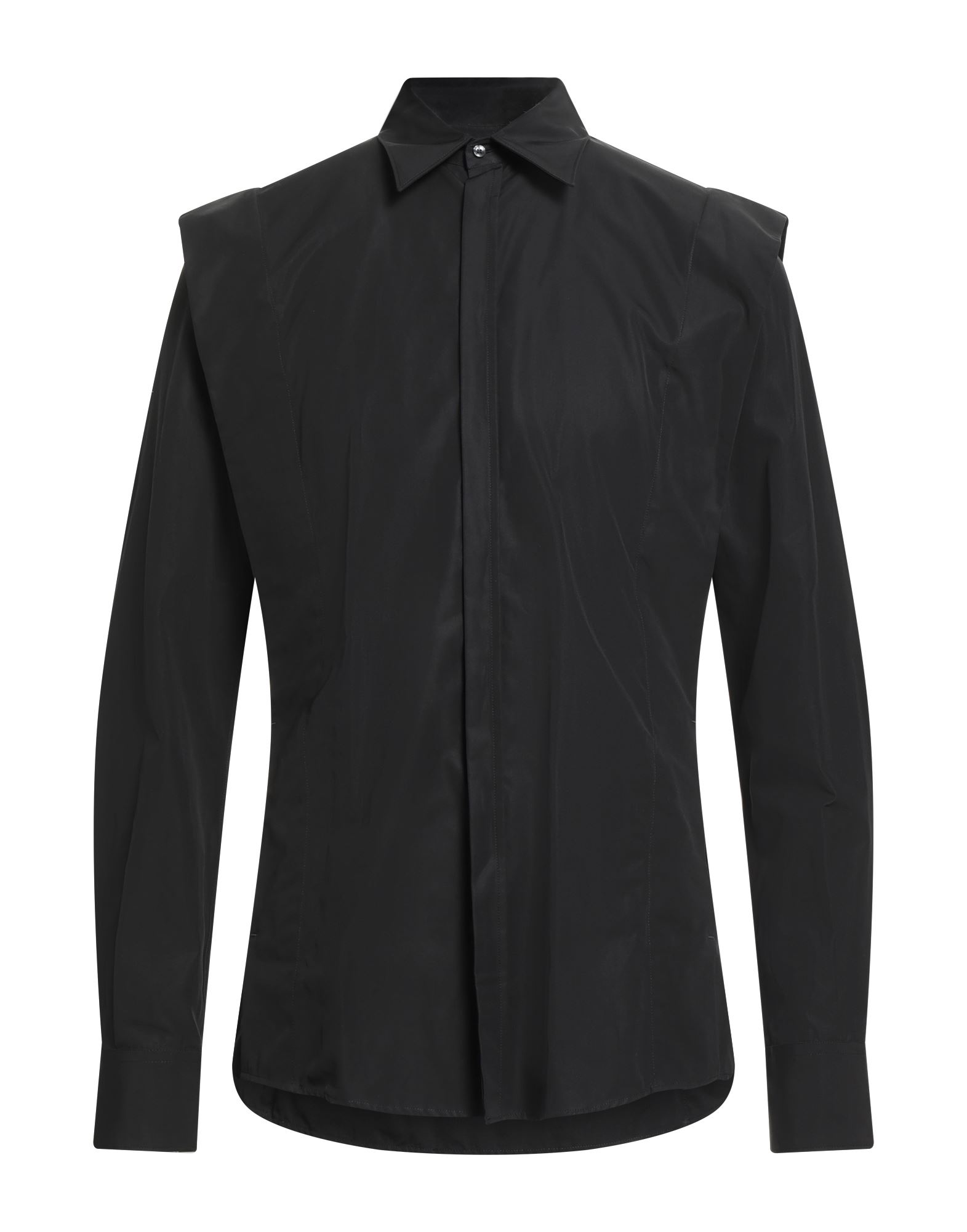 레귤러 셔츠, 포플린, 솔리드 컬러, 장식 부착 없음, 클래식 칼라, 롱 슬리브, 버튼 커프스, 스냅버튼 여밈, 세탁기 세탁 또는 드라이클리닝, 표백 금지, 건조기 사용불가, 이 브랜드는 사이즈가 크게 나옵니다, 오피스 룩이나 특별한 날에 적합한 품격 있는 포멀 스타일. 이미지