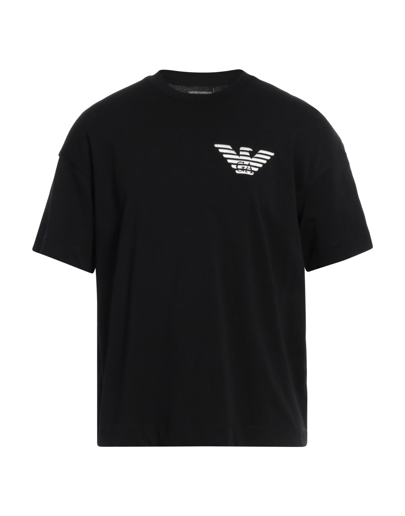 로고 프린트 티셔츠, 저지, 자수 로고 장식, 솔리드 컬러, 크루넥, 쇼트 슬리브, 포켓 없음, 세탁기로 세탁, 표백 금지, 건조기 사용불가. 이미지