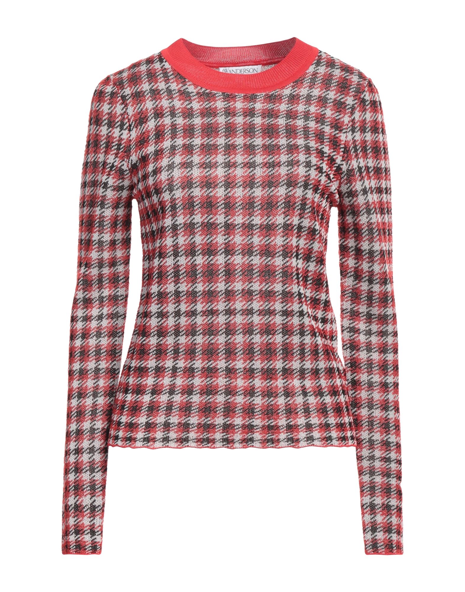 니트 소재, 라이트웨이트 니트, 하운드투스, 장식 부착 없음, 크루넥, 롱 슬리브, 드라이클리닝, 표백 금지, 건조기 사용불가. 이미지