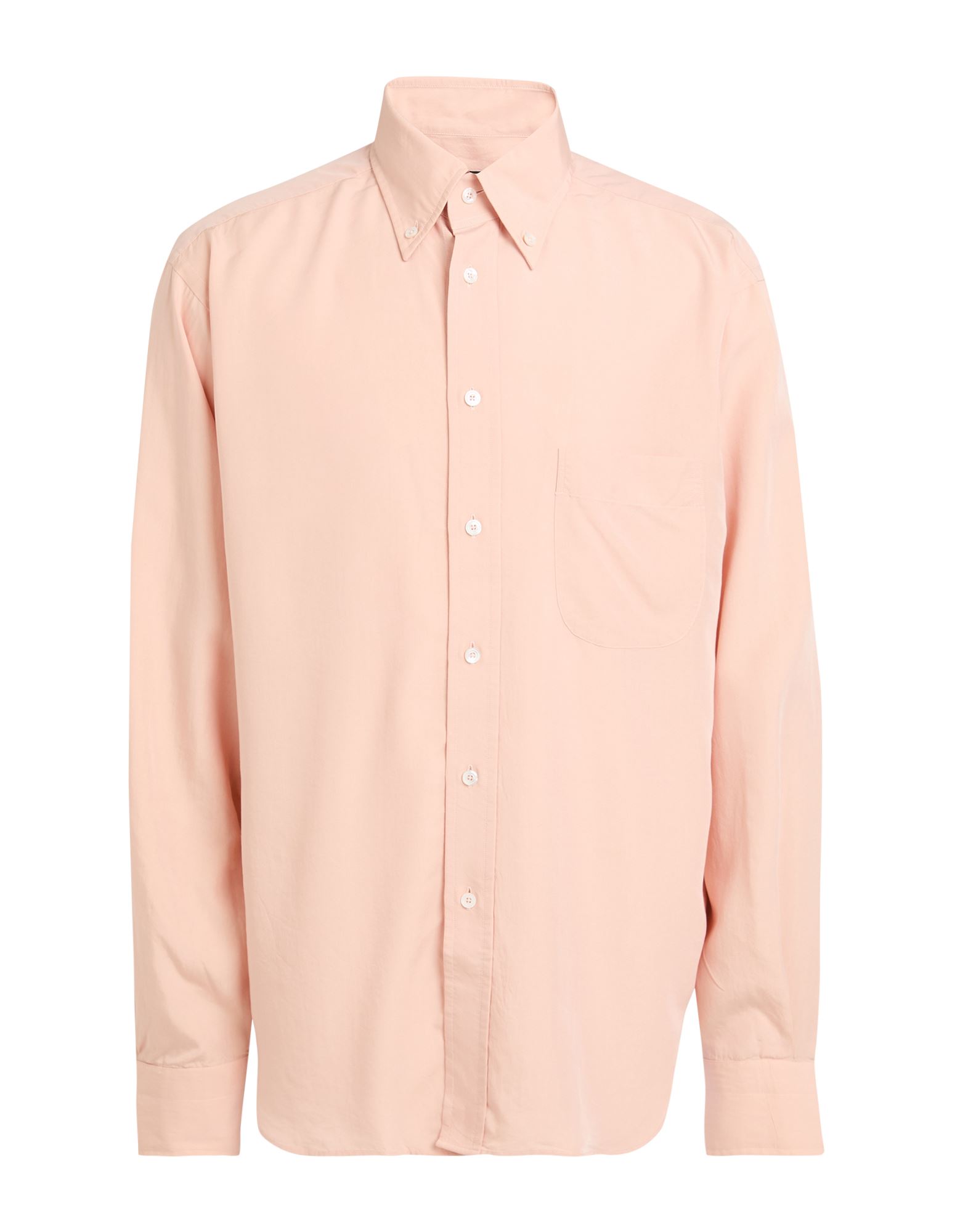 레귤러 셔츠, 우븐, 솔리드 컬러, 장식 부착 없음, 버튼다운 칼라, 롱 슬리브, 버튼 커프스, 버튼 여밈, 포켓 1개, 드라이클리닝, 표백 금지, 건조기 사용불가. 이미지