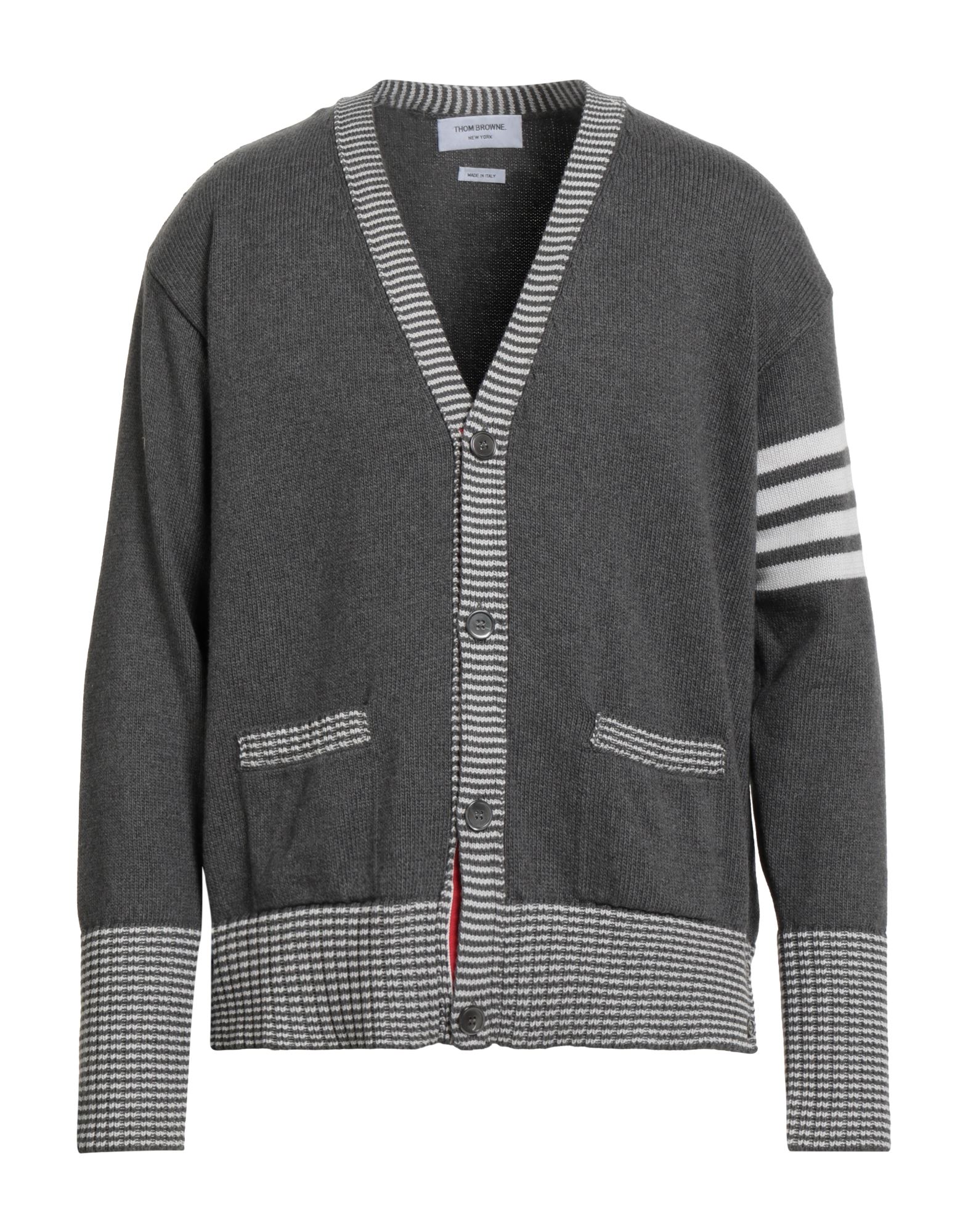 니트 소재, 라이트웨이트 니트, 멜란지, 그로그랭 트림, 롱 슬리브, 버튼 여밈, 멀티 포켓, 세탁기 세탁 또는 드라이클리닝, 표백 금지, 건조기 사용불가. 이미지