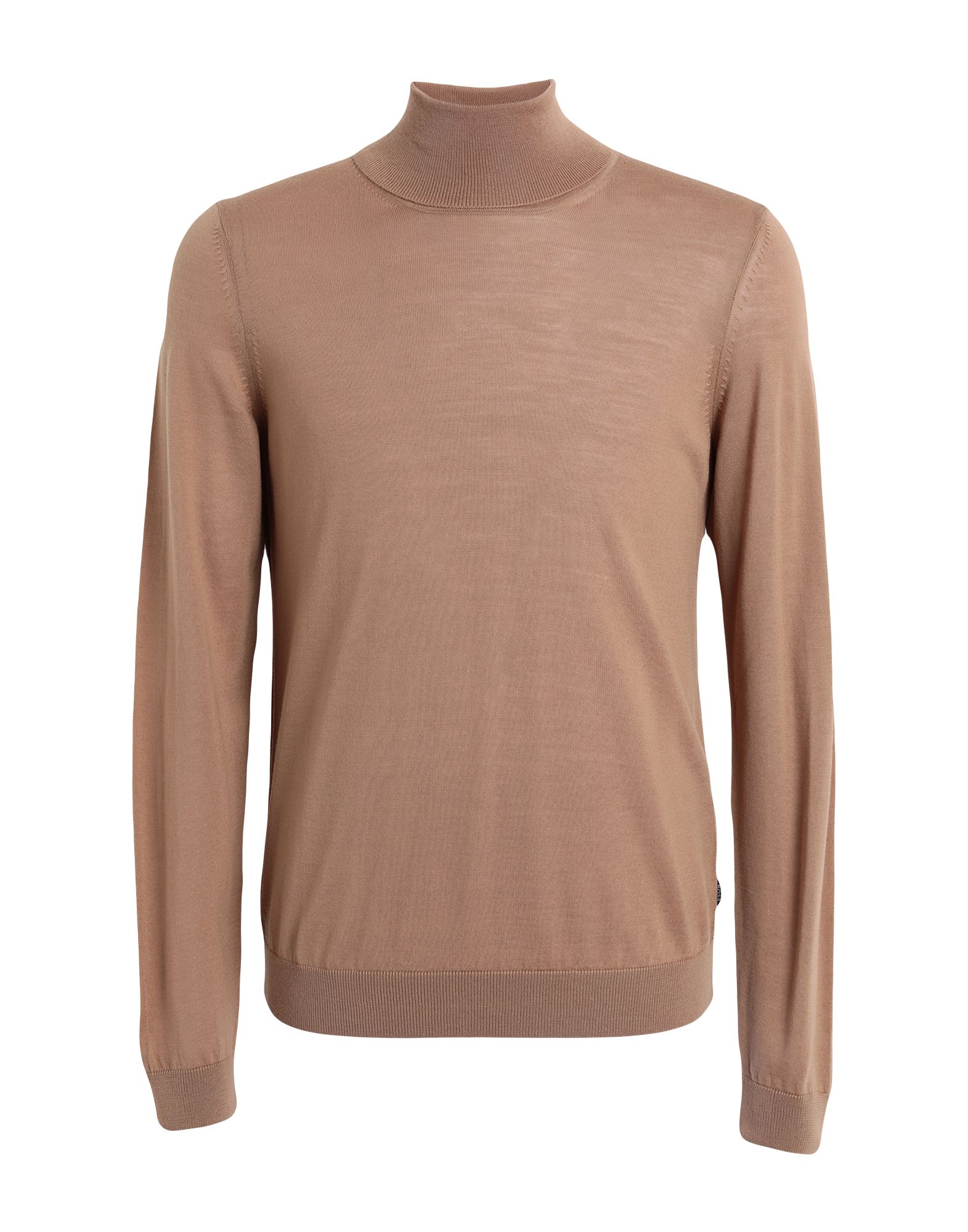 울, 라이트웨이트 니트, 솔리드 컬러, 브랜드 로고, 터틀넥, 롱 슬리브, 세탁기 세탁 또는 드라이클리닝, 표백 금지, 건조기 사용불가. 이미지