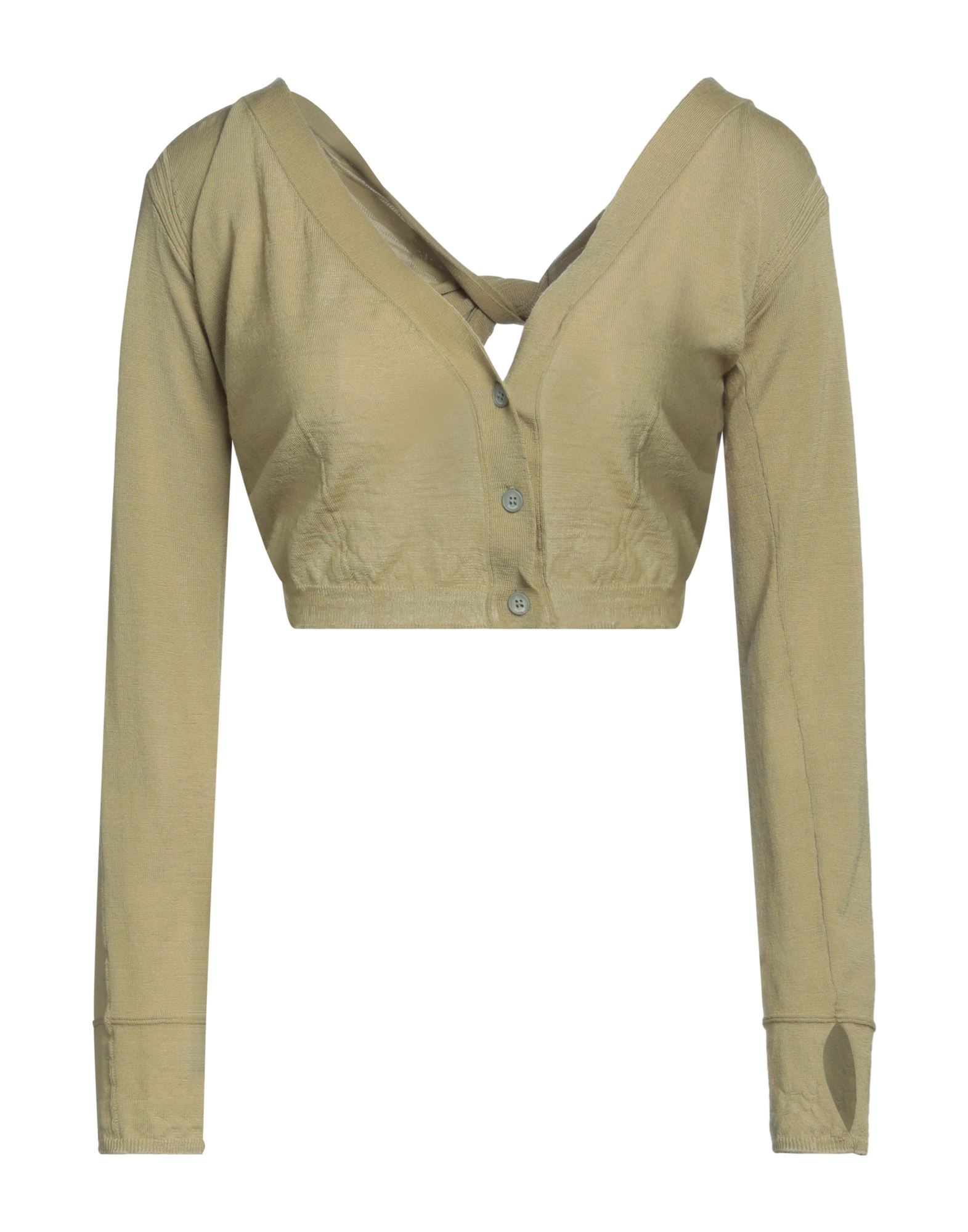 니트 소재, 장식 부착 없음, 솔리드 컬러, v 네크라인, 롱 슬리브. 이미지