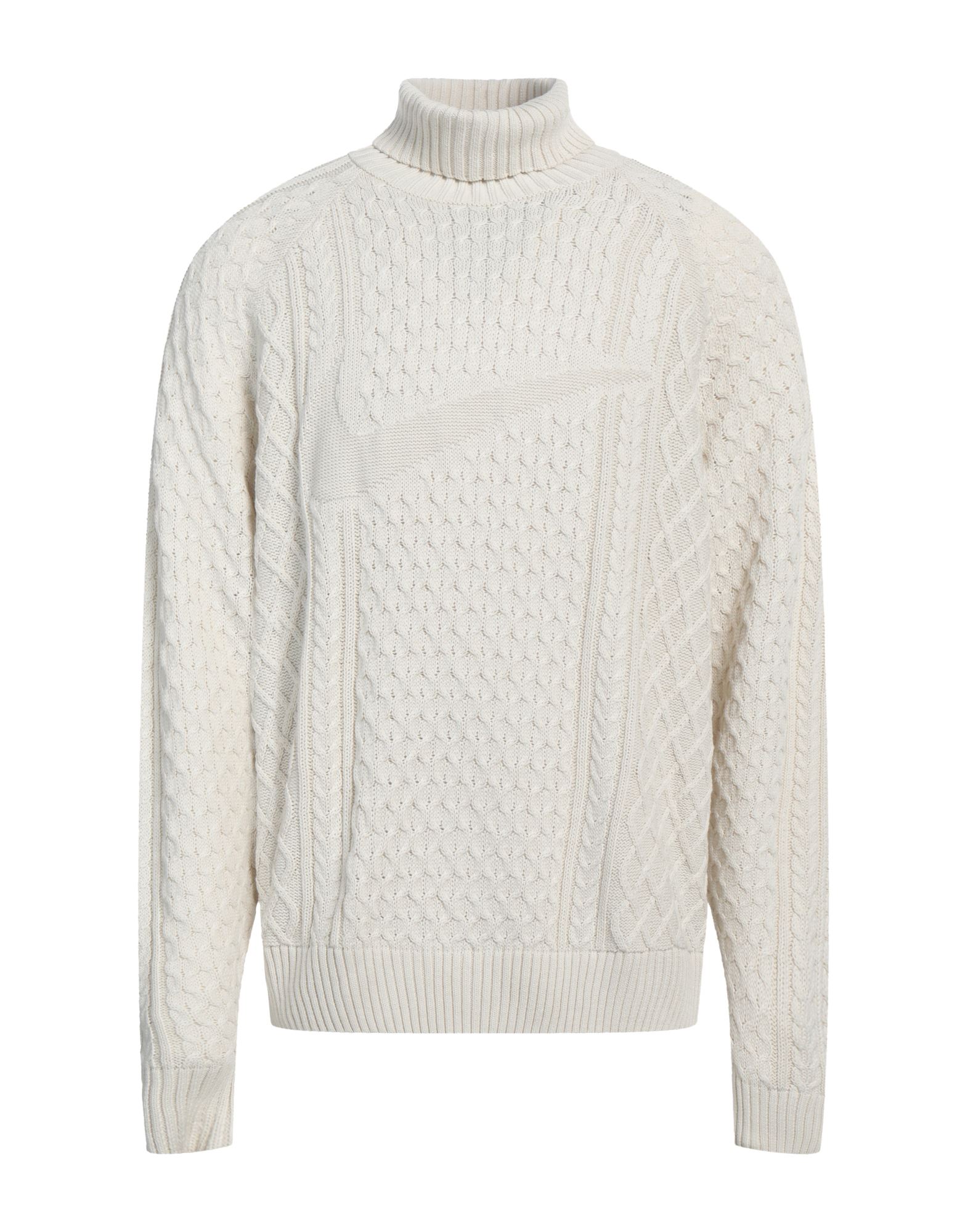 니트 소재, 케이블 니트, 라이트웨이트 니트, 장식 부착 없음, 솔리드 컬러, 터틀넥, 롱 슬리브, 포켓 없음. 이미지