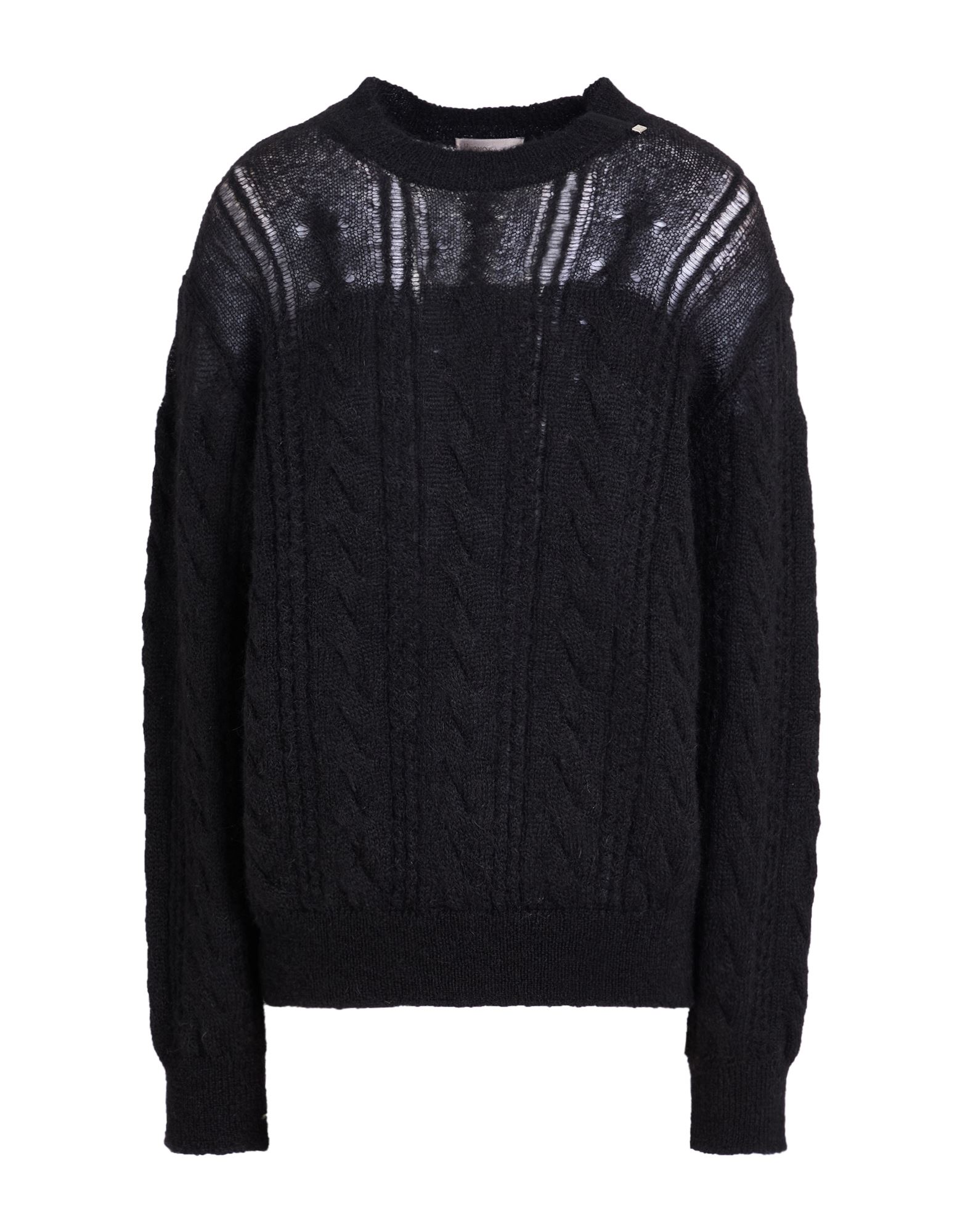 니트 소재, 라이트웨이트 니트, 솔리드 컬러, 브랜드 로고, 크루넥, 롱 슬리브, 손세탁 또는 드라이클리닝, 표백 금지, 건조기 사용불가. 이미지