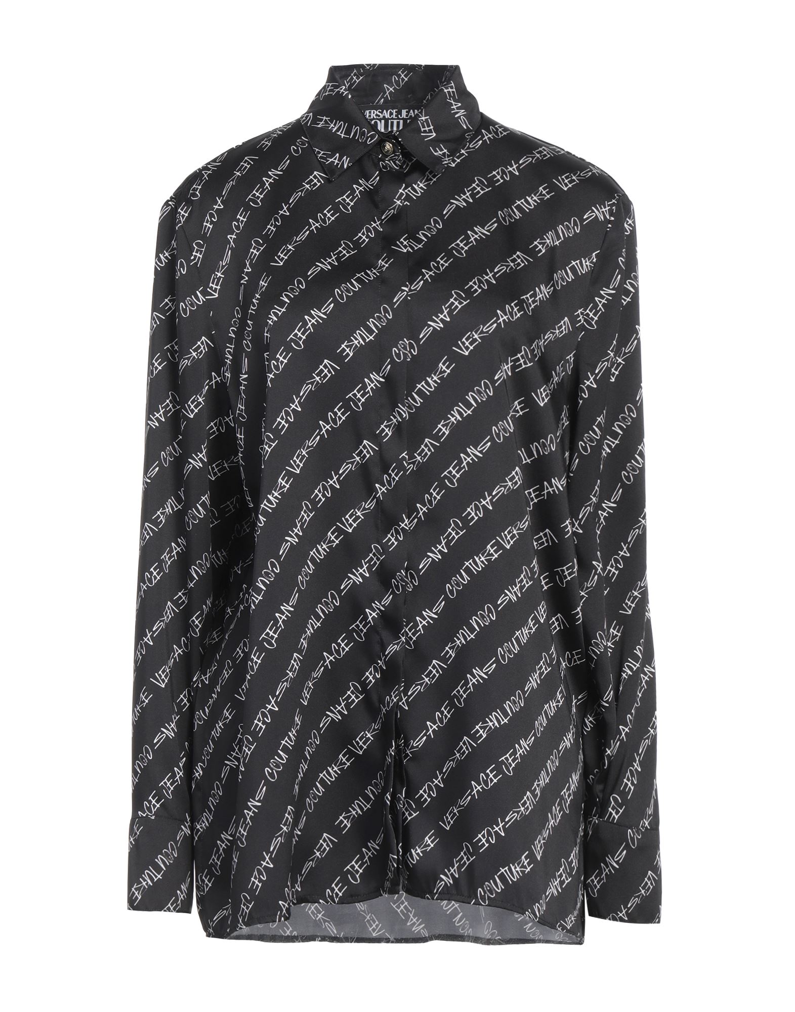 셔츠, 새틴, 로고 디자인, 장식 부착 없음, 클래식 칼라, 롱 슬리브, 버튼 커프스, 히든 버튼 여밈, 세탁기 세탁 또는 드라이클리닝, 표백 금지, 건조기 사용불가, 이 브랜드는 사이즈가 작게 나옵니다. 이미지