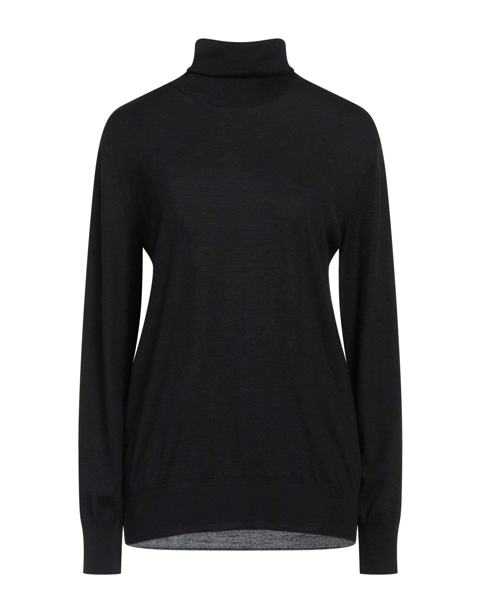 니트 소재, 라이트웨이트 니트, 장식 부착 없음, 솔리드 컬러, 터틀넥, 롱 슬리브, 리브 조직 커프스, 포켓 없음. 이미지