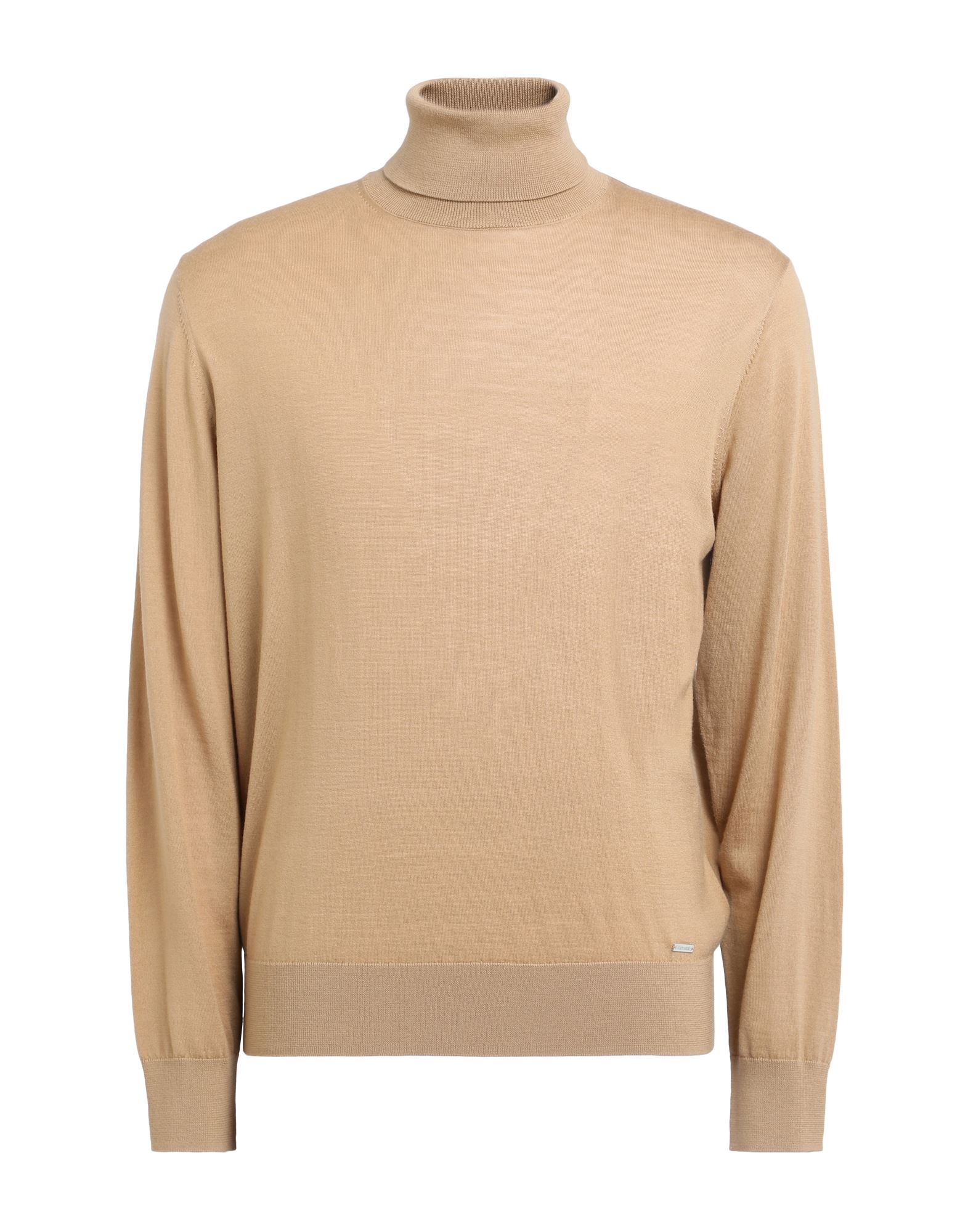 니트 소재, 라이트웨이트 니트, 브랜드 로고, 솔리드 컬러, 터틀넥, 롱 슬리브, 리브 조직 커프스, 안감없음, 포켓 없음, 이 브랜드는 사이즈가 크게 나옵니다. 이미지