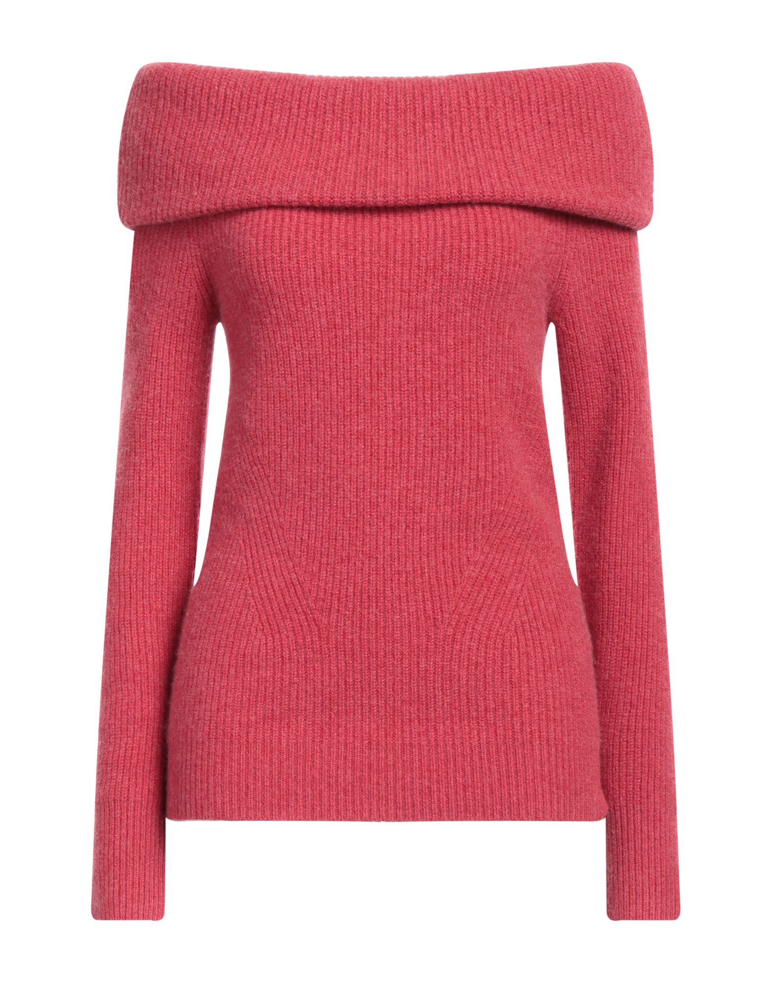 니트 소재, 미디엄웨이트 니트, 장식 부착 없음, 솔리드 컬러, 와이드 네크라인, 롱 슬리브, 포켓 없음. 이미지