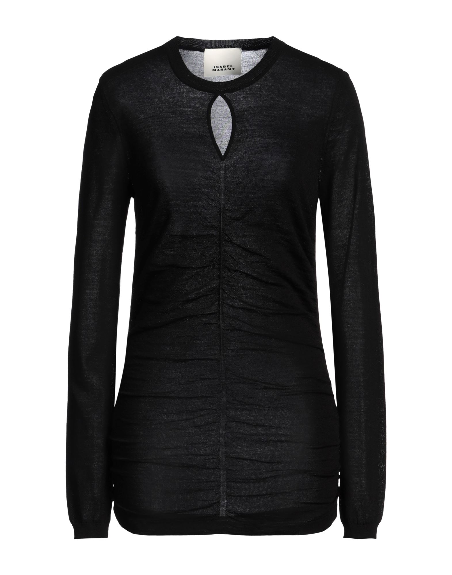 니트 소재, 라이트웨이트 니트, 드레이프, 솔리드 컬러, 크루넥, 롱 슬리브, 포켓 없음, 손세탁 또는 드라이클리닝, 표백 금지, 건조기 사용불가. 이미지