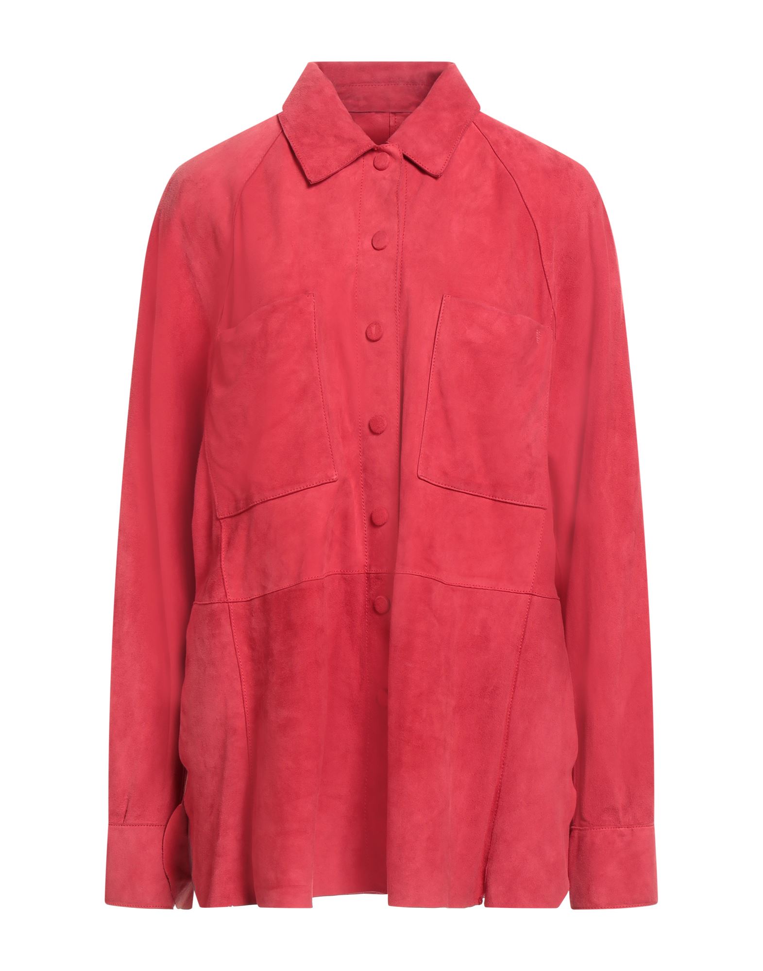 셔츠 자켓, 주트 솔, 솔리드 컬러, 브랜드 로고, 클래식 칼라, 롱 슬리브, 스냅버튼 여밈, 포켓 2개, 동물성 비섬유 자재 함유, 이 브랜드는 사이즈가 작게 나옵니다. 이미지