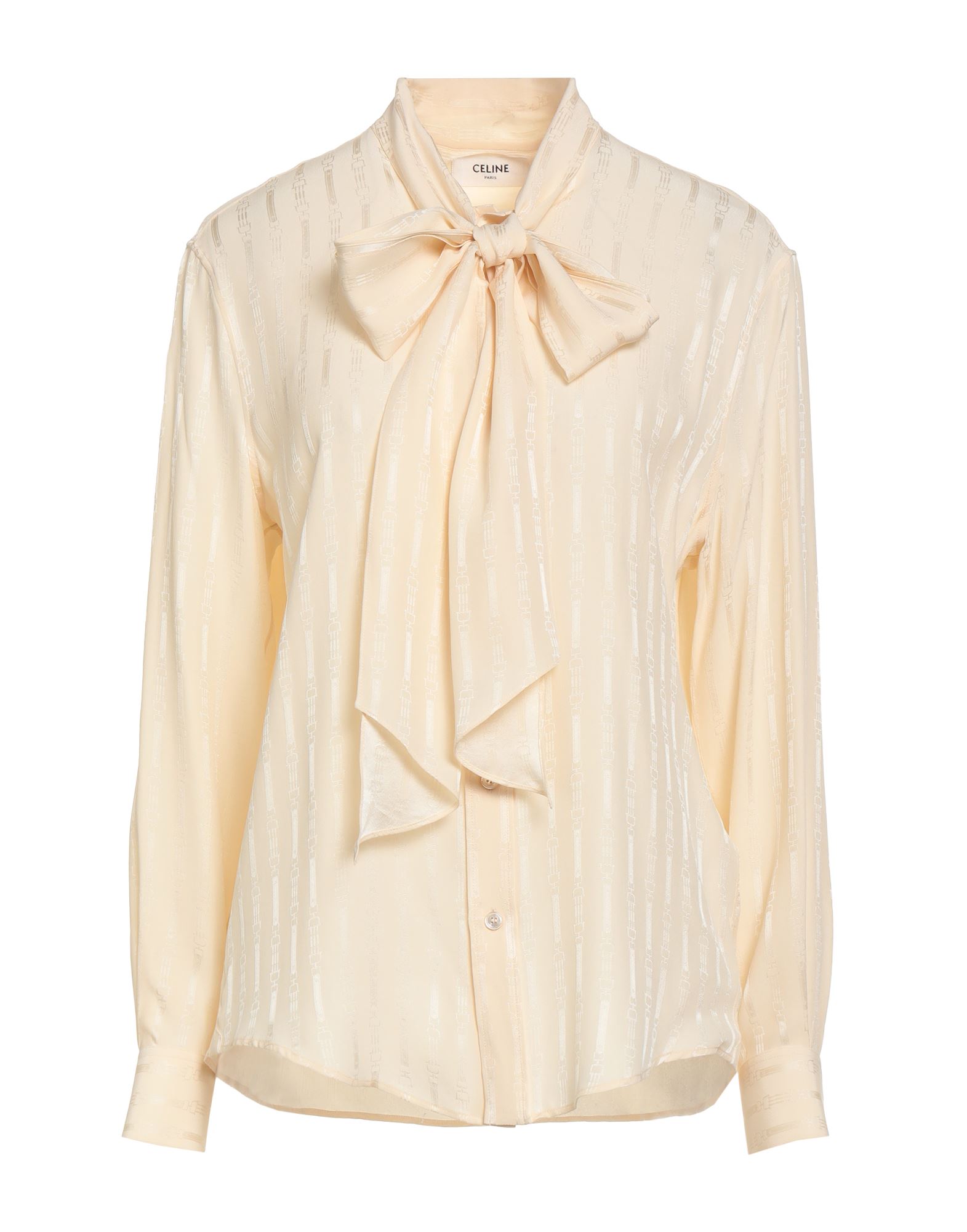 보우 디테일 셔츠, 새틴, 솔리드 컬러, 장식 부착 없음, 롱 슬리브, 버튼 여밈, 드라이클리닝, 표백 금지, 건조기 사용불가, 이 브랜드는 사이즈가 작게 나옵니다. 이미지