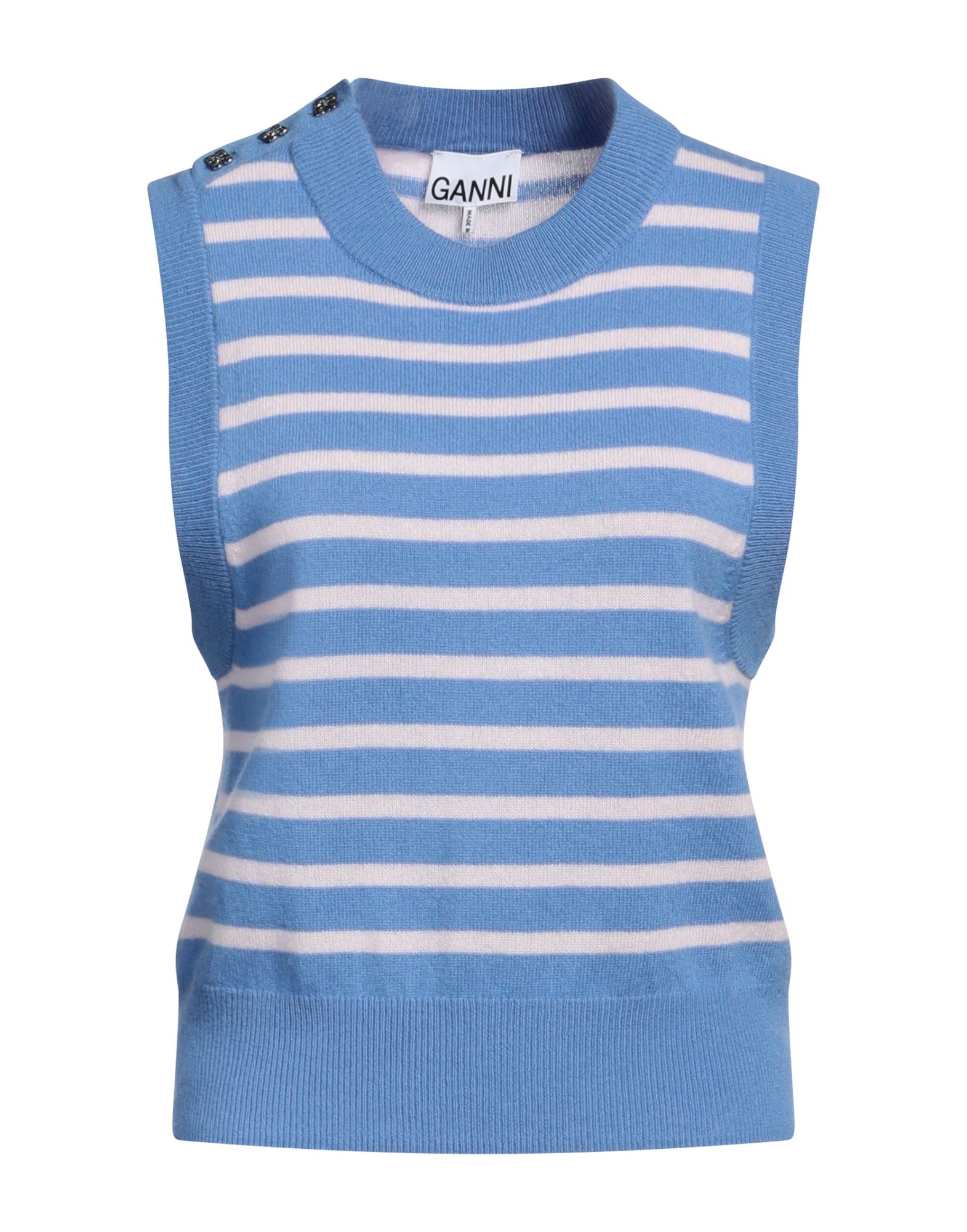 니트 소재, 장식 부착 없음, 스트라이프, 크루넥, 슬리브리스, 포켓 없음, 손세탁, 표백 금지, 건조기 사용가능, 다림질 금지, 이 브랜드는 사이즈가 작게 나옵니다.. 이미지