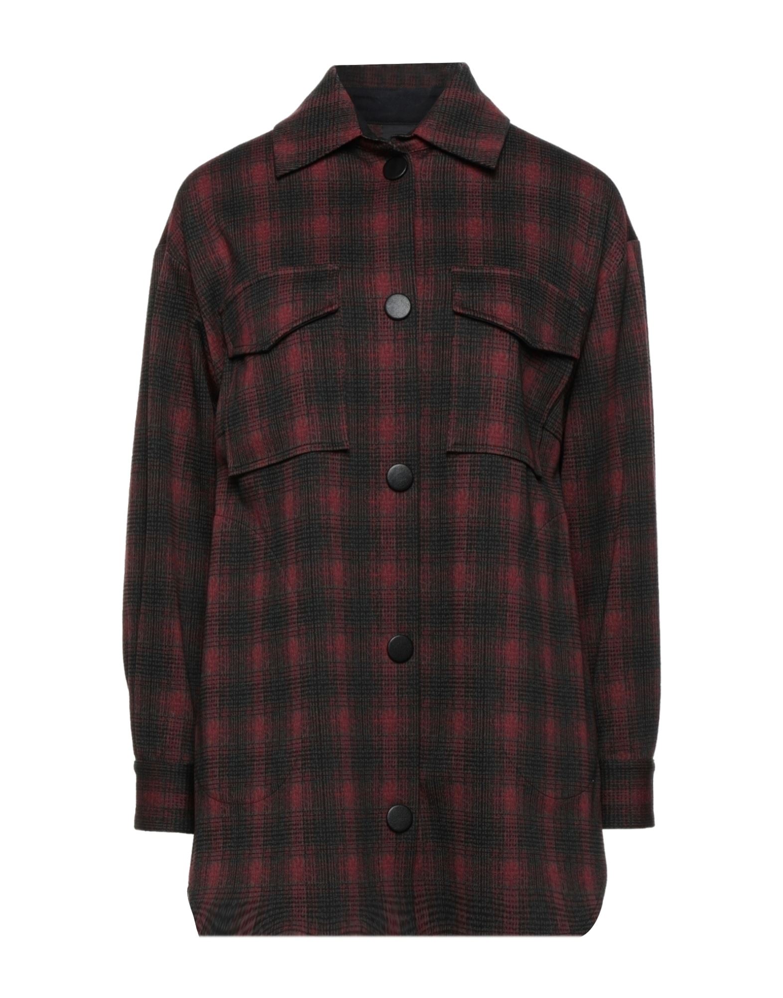 셔츠 자켓, 저지, 프린스 오브 웨일스, 장식 부착 없음, 클래식 칼라, 롱 슬리브, 스냅버튼 커프스, 안감없음, 스냅버튼 여밈, 포켓 2개, 스트레치 패브릭, 세탁기 세탁 또는 드라이클리닝, 표백 금지, 건조기 사용불가. 이미지