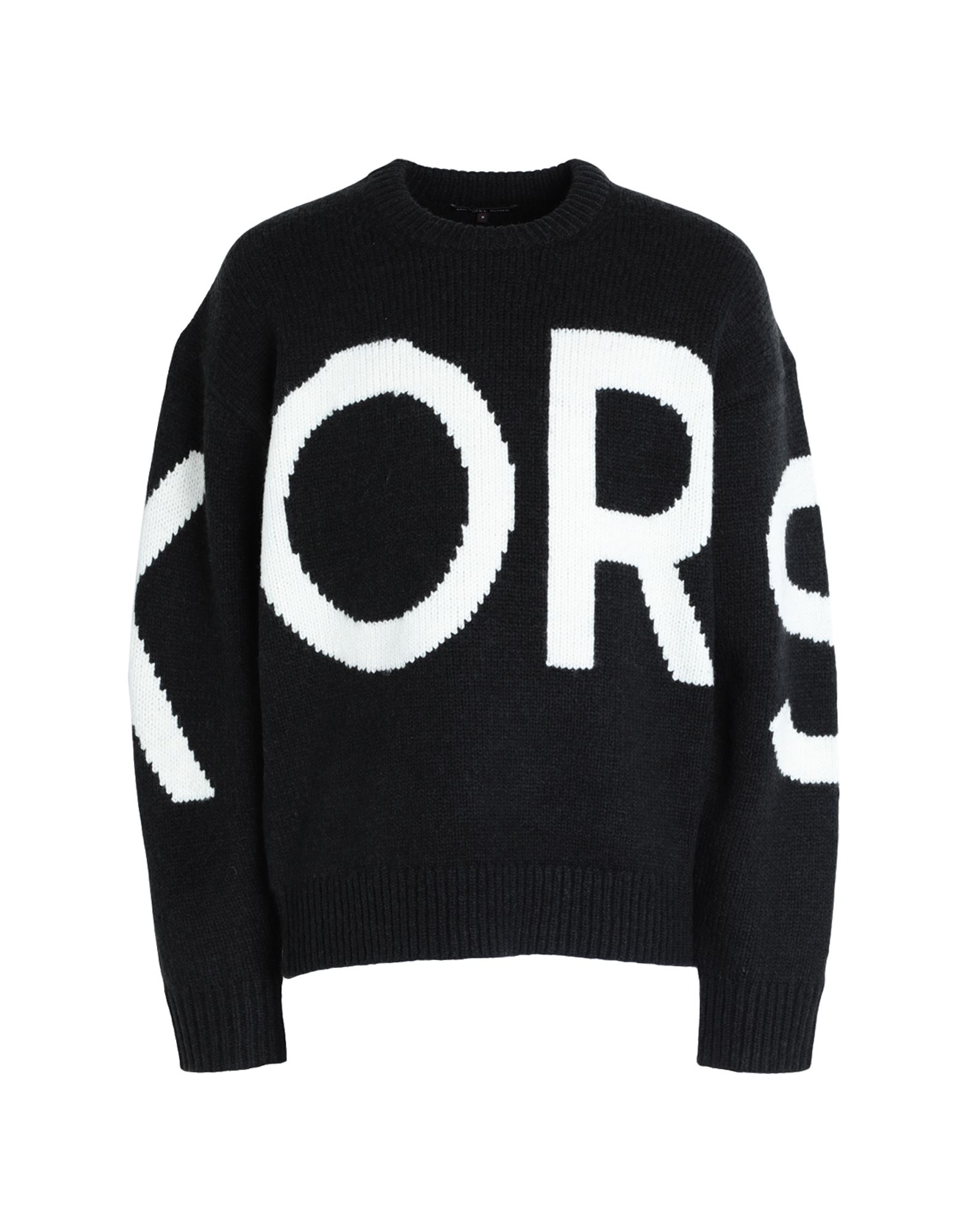 니트 소재, 미디엄웨이트 니트, 브랜드 로고, 투톤 패턴, 크루넥, 롱 슬리브, 포켓 없음. 이미지