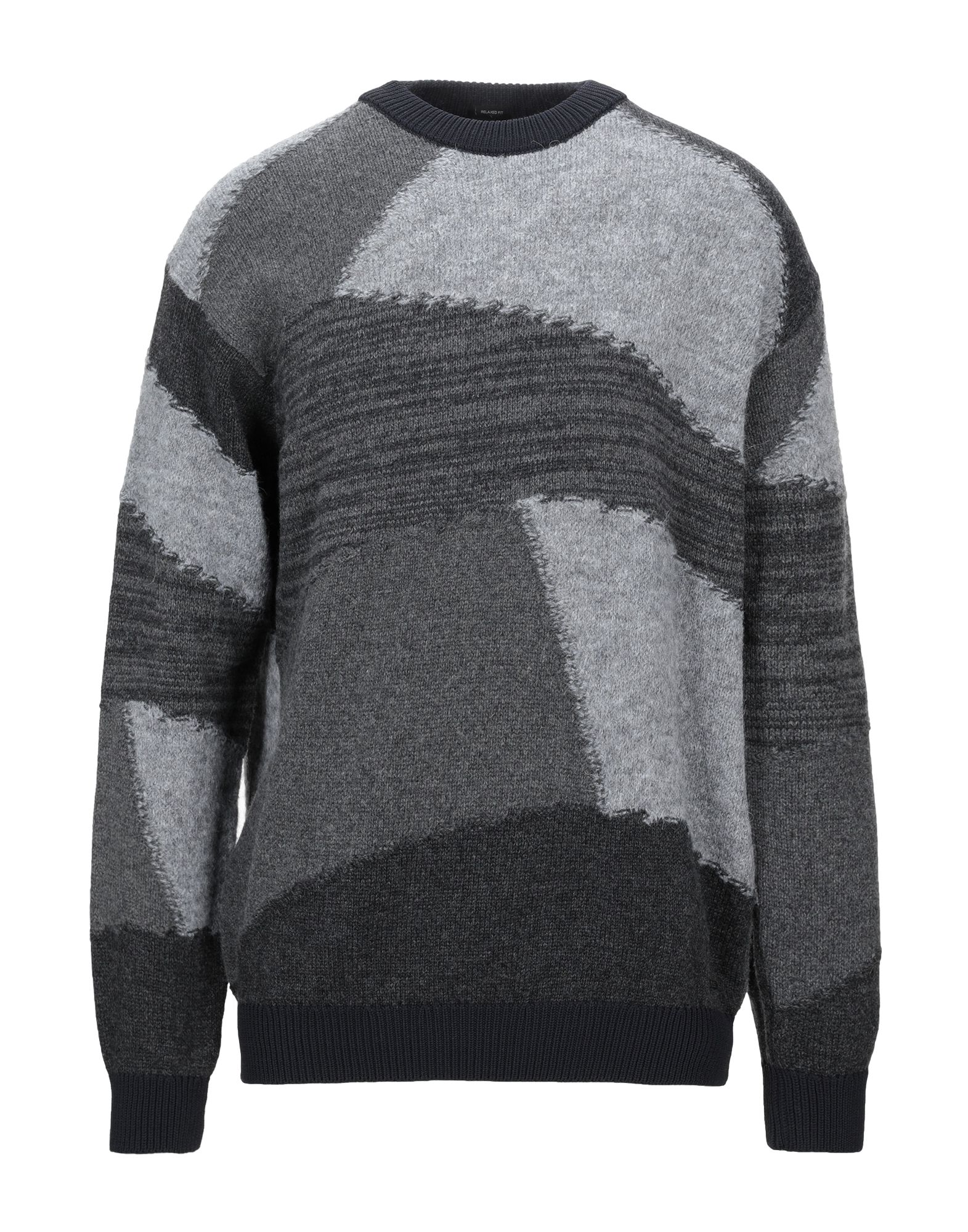 니트 소재, 장식 부착 없음, 라이트웨이트 니트, 라운드 네크라인, 멀티컬러 패턴, 롱 슬리브, 포켓 없음. 이미지