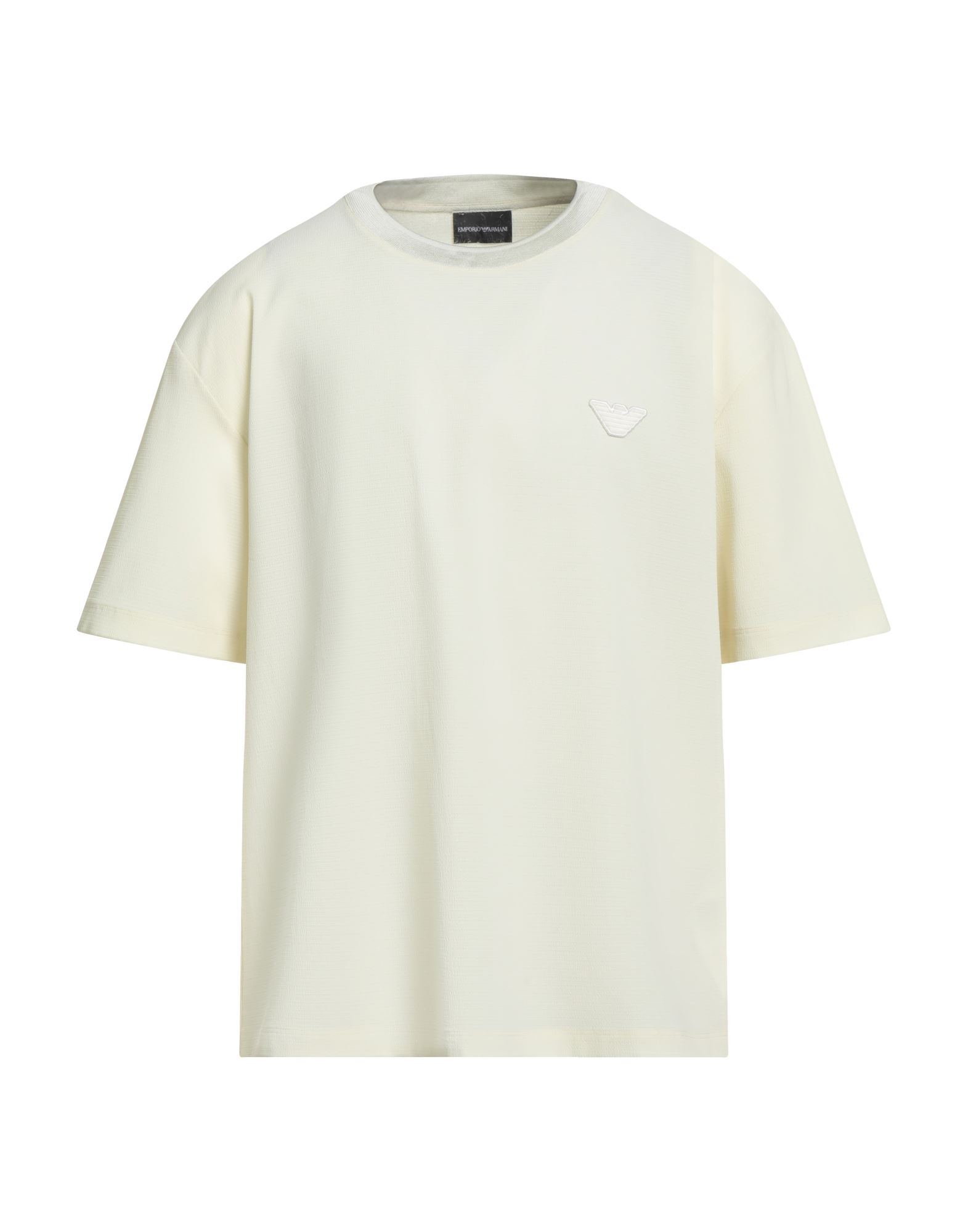 베이직 티, 시어서커, 솔리드 컬러, 브랜드 로고, 크루넥, 쇼트 슬리브, 스트레치, 드라이클리닝, 표백 금지, 건조기 사용불가. 이미지