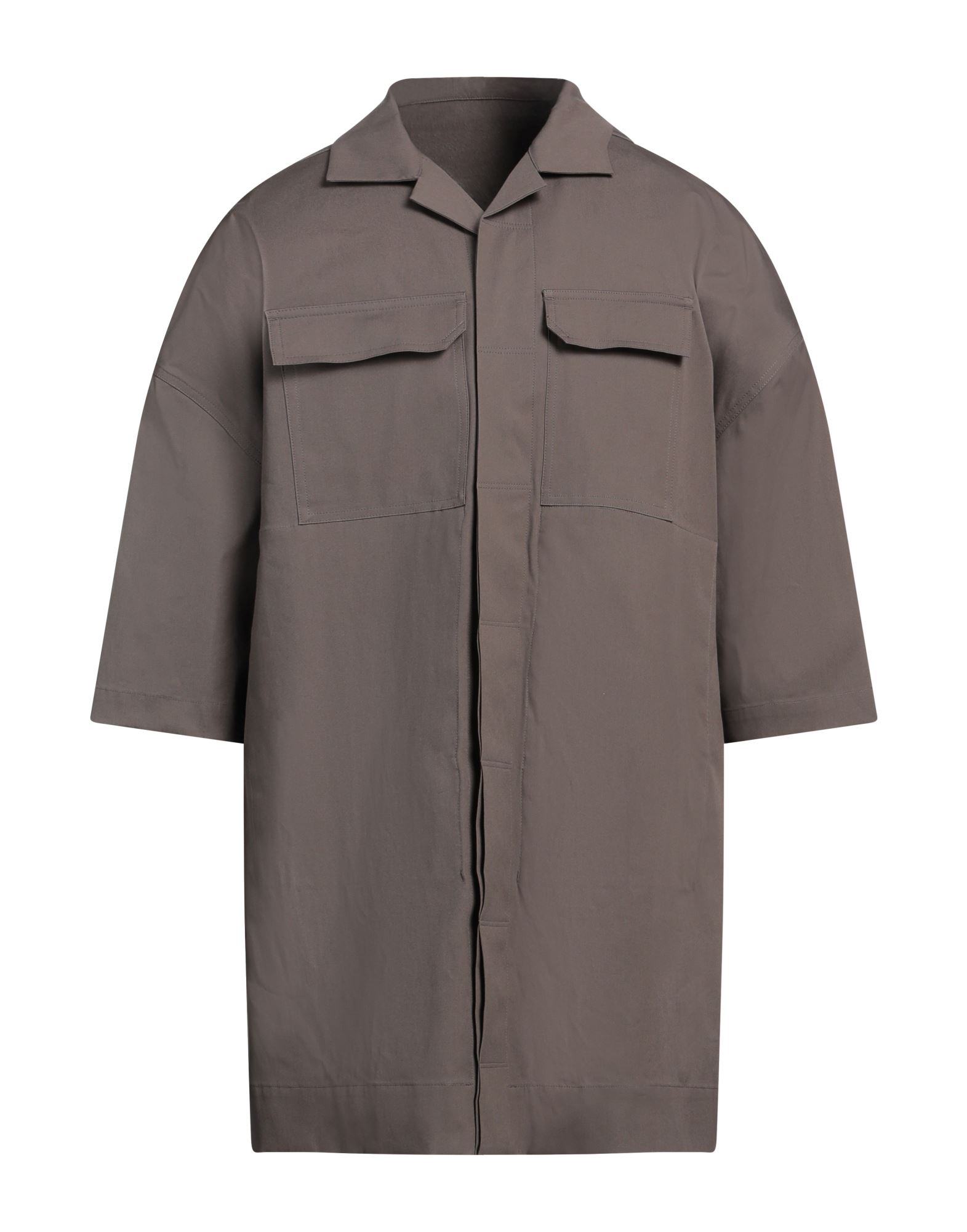 오버사이즈 셔츠, 우븐, 솔리드 컬러, 장식 부착 없음, 클래식 칼라, 쇼트 슬리브, 버튼 여밈, 멀티 포켓, 스트레치, 손세탁, 건조기 사용불가. 이미지