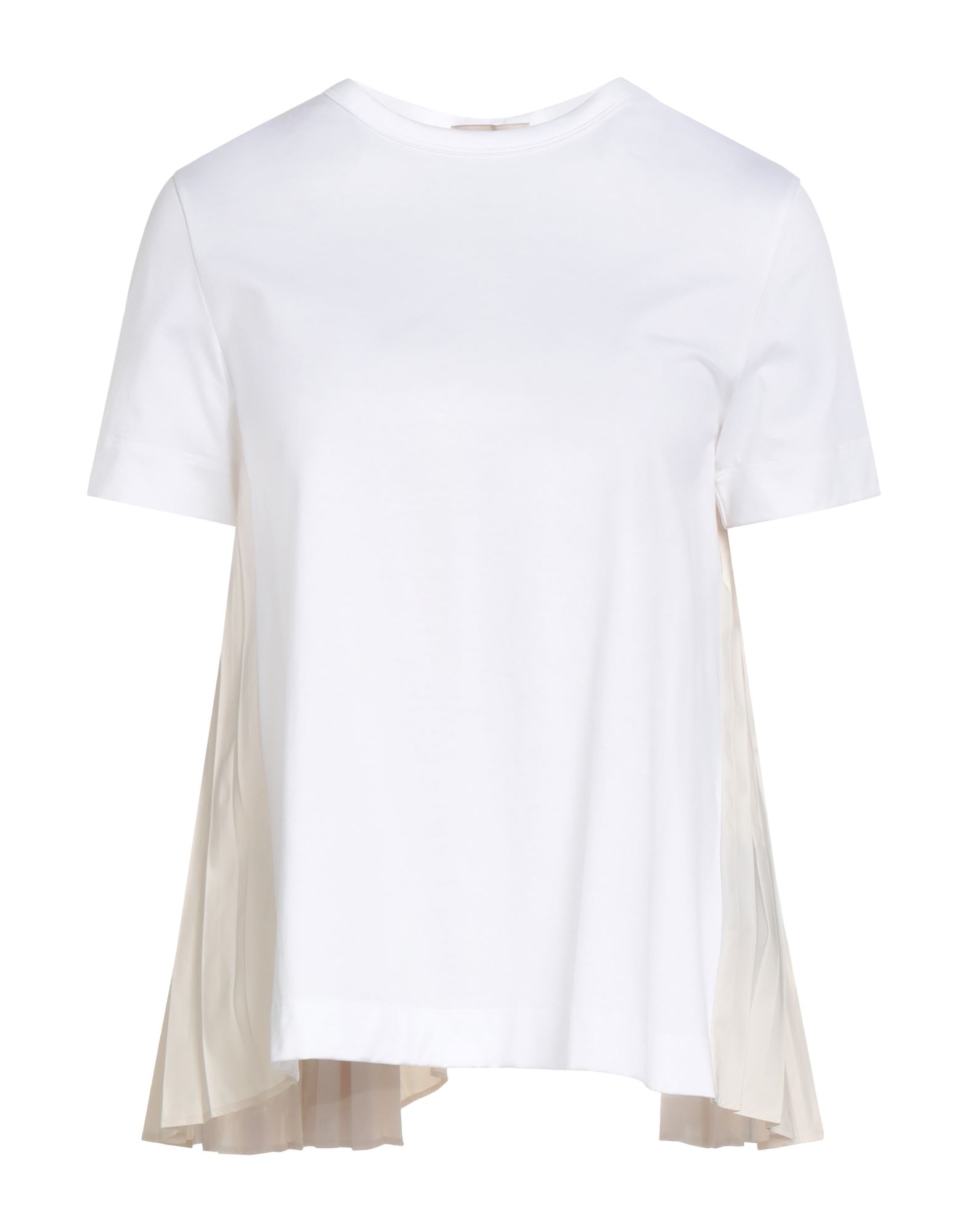 티셔츠, 저지, 새틴, 솔리드 컬러, 주름 가공, 브랜드 로고, 크루넥, 쇼트 슬리브, 세탁기로 세탁, 표백 금지, 건조기 사용불가. 이미지