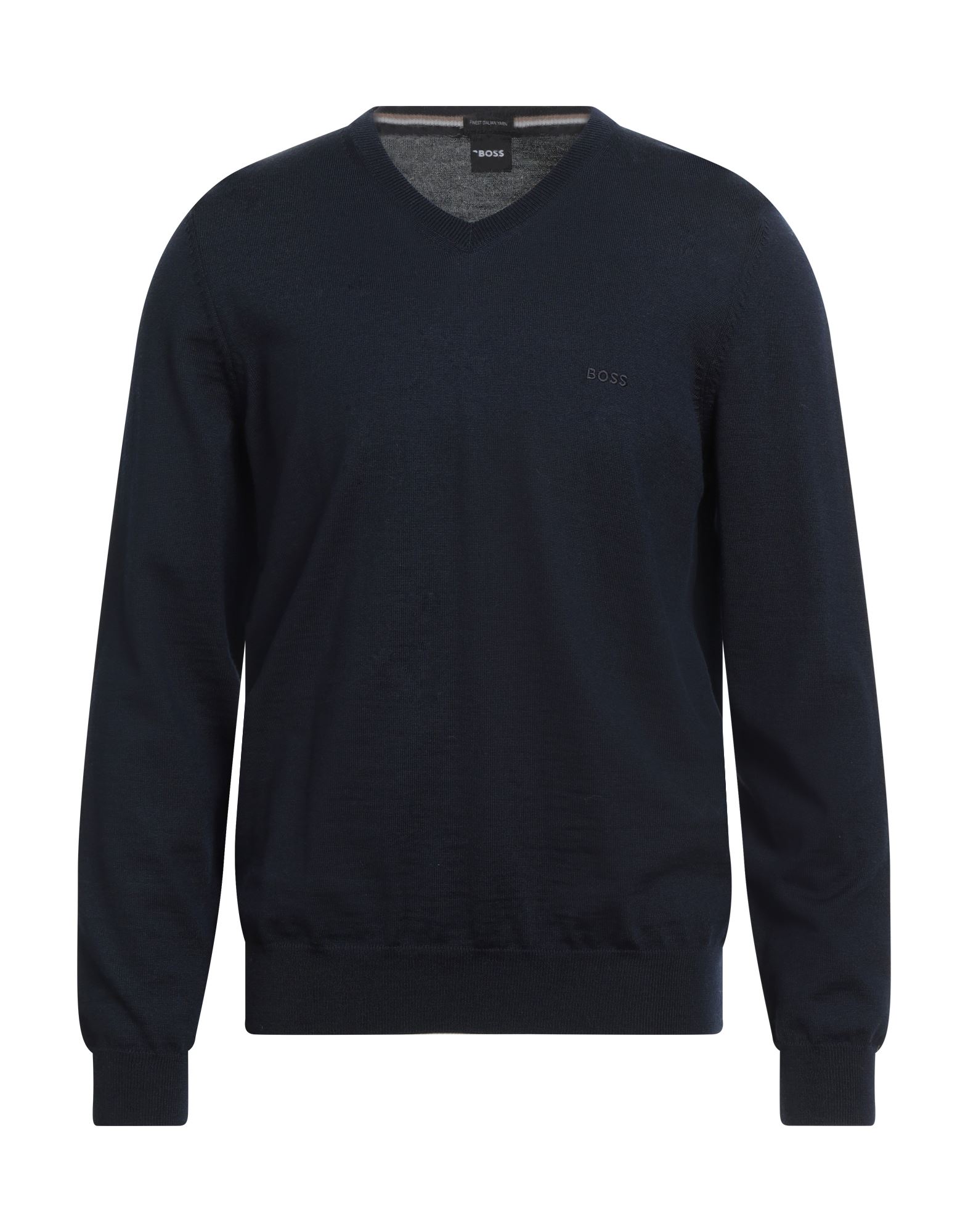 니트 소재, 라이트웨이트 니트, 솔리드 컬러, 자수 로고 장식, v 네크라인, 롱 슬리브, 세탁기 세탁 또는 드라이클리닝, 표백 금지, 건조기 사용불가. 이미지