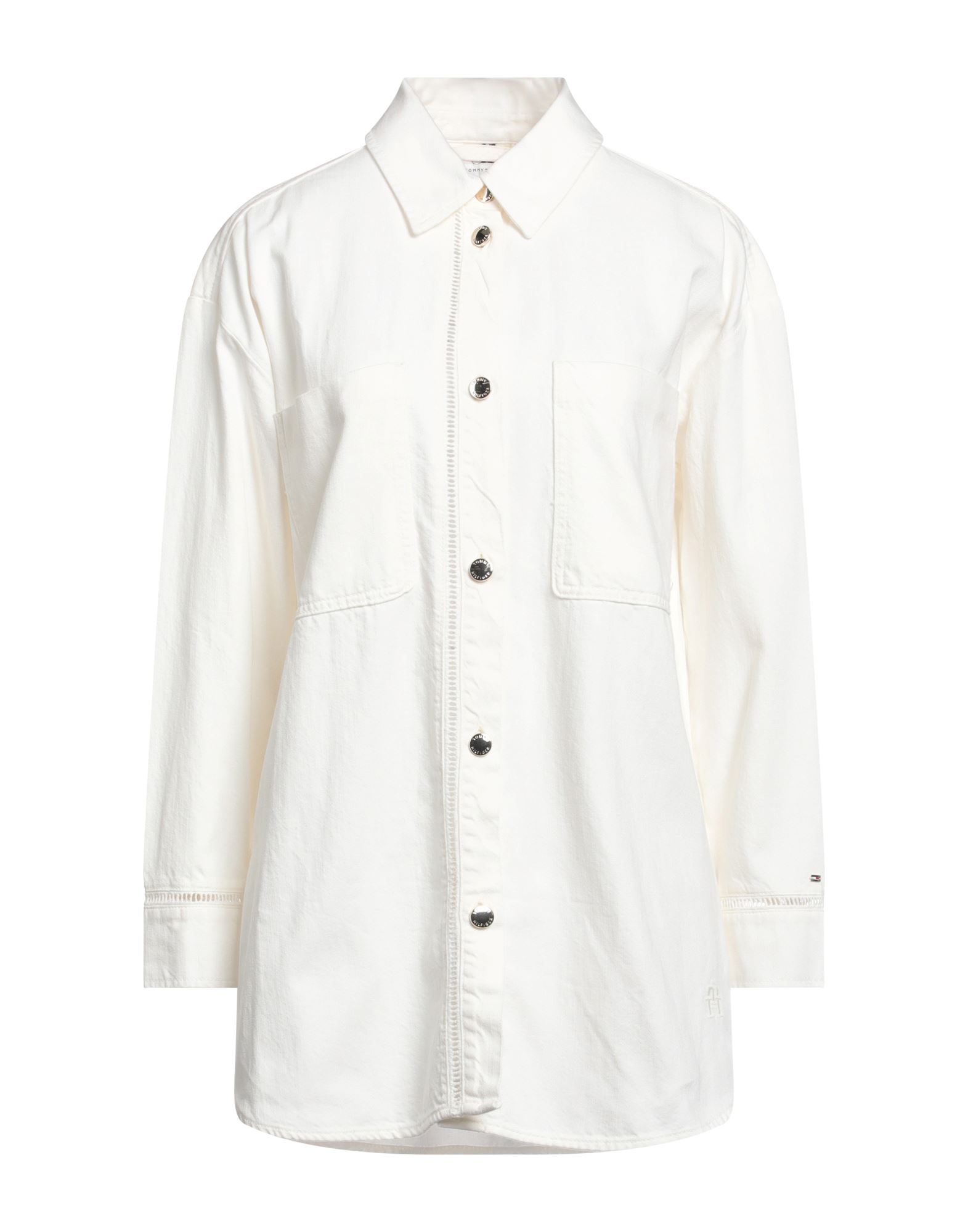 데님, 브랜드 로고, 솔리드 컬러, 컬러 워싱, 클래식 칼라, 롱 슬리브, 더블 포켓, 셔츠 자켓. 이미지