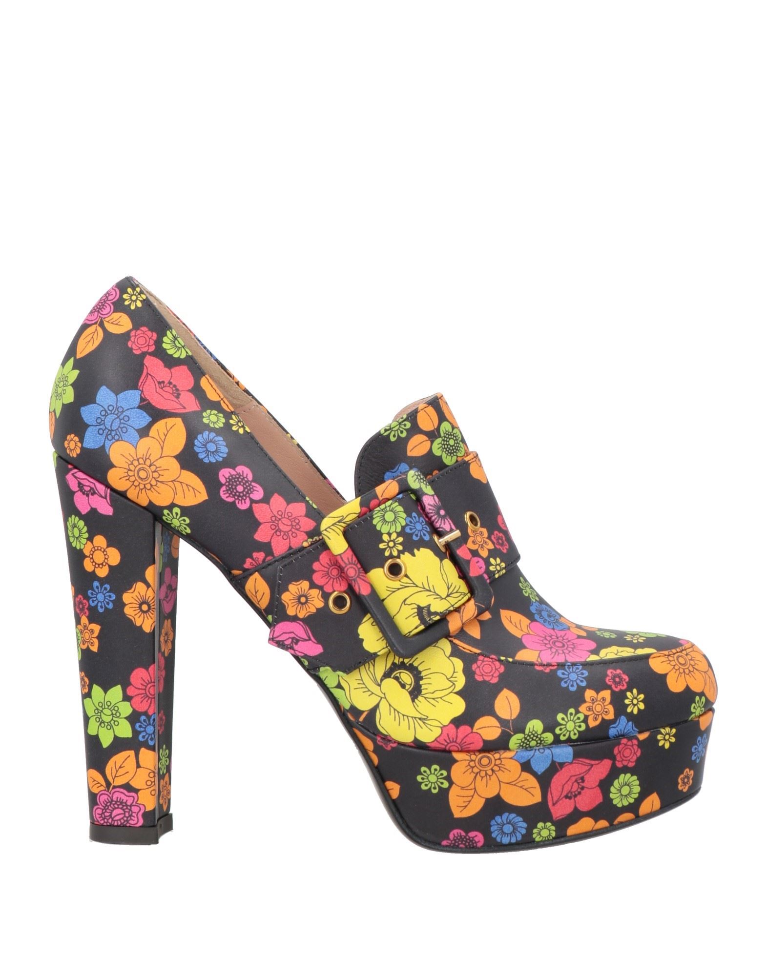 로퍼, 가죽, 플로럴 모티브, 스트랩, 가죽 소재의 내부, 라운드 토, 스퀘어 힐, 가죽/고무 밑창, 동물성 비섬유 자재 함유. 이미지