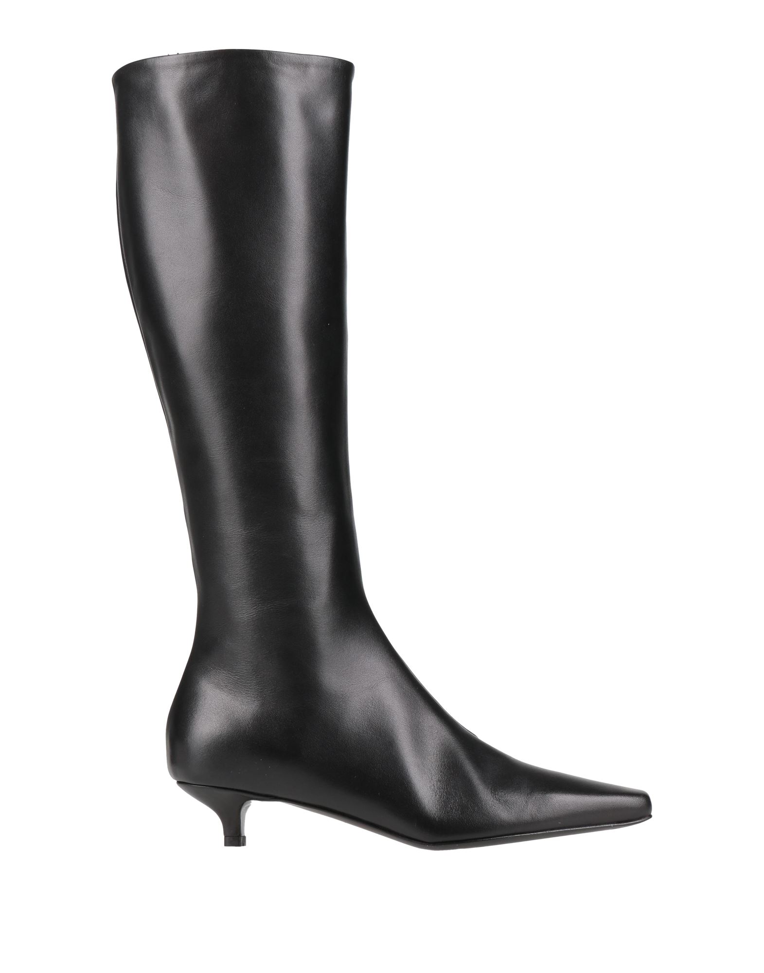 부츠, 가죽, 솔리드 컬러, 장식 부착 없음, 가죽 소재의 내부, 지퍼 여밈, 포인티드/테이퍼드 토, 키튼 힐, 가죽 밑창, 동물성 비섬유 자재 함유. 이미지