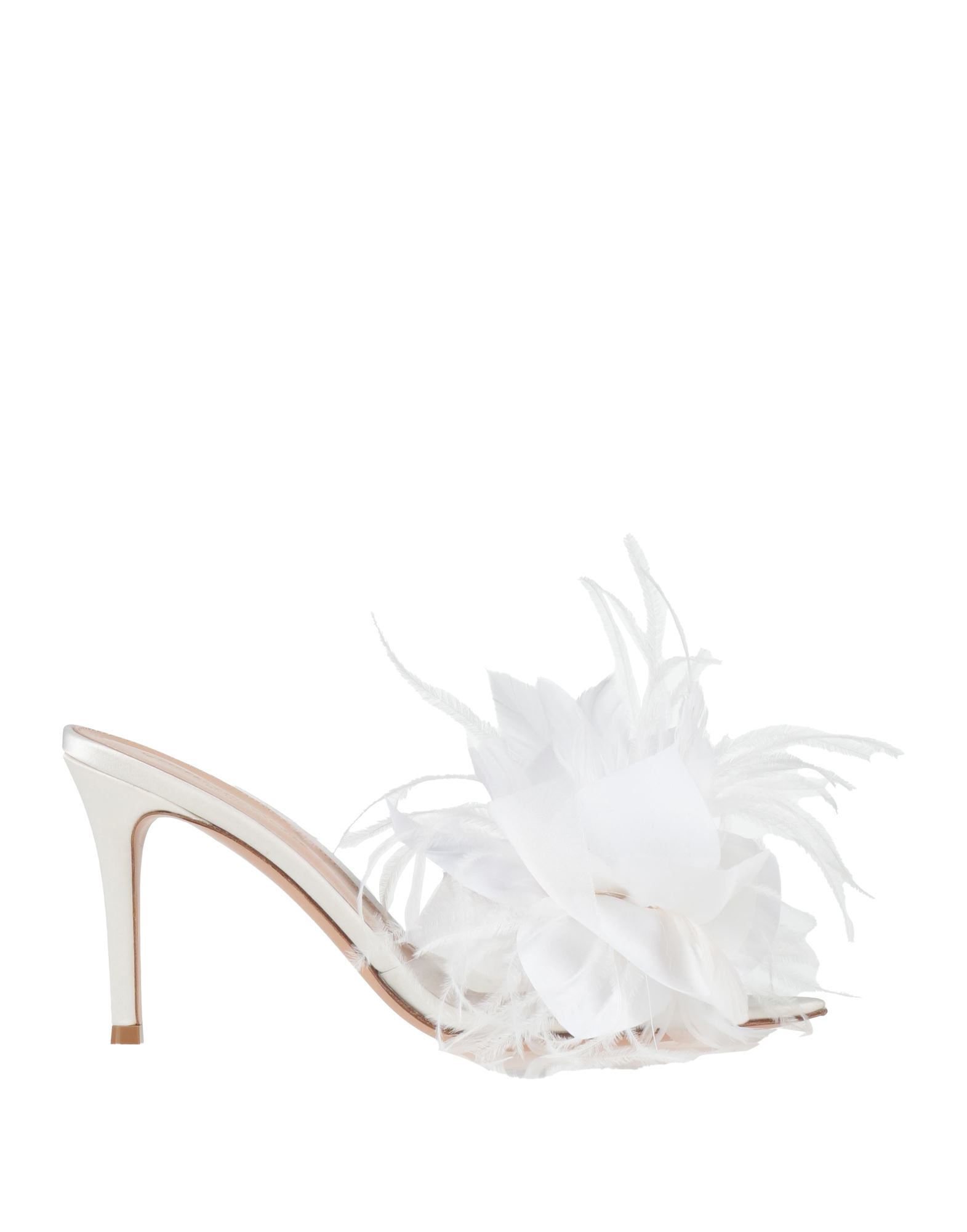 원밴드 샌들, 새틴, 솔리드 컬러, 깃털, 가죽 소재의 내부, 포인티드/테이퍼드 토, 스틸레토 힐, 가죽 밑창, 동물성 비섬유 자재 함유, 파티나 이벤트에 화려함을 더해주는 디자인. 이미지