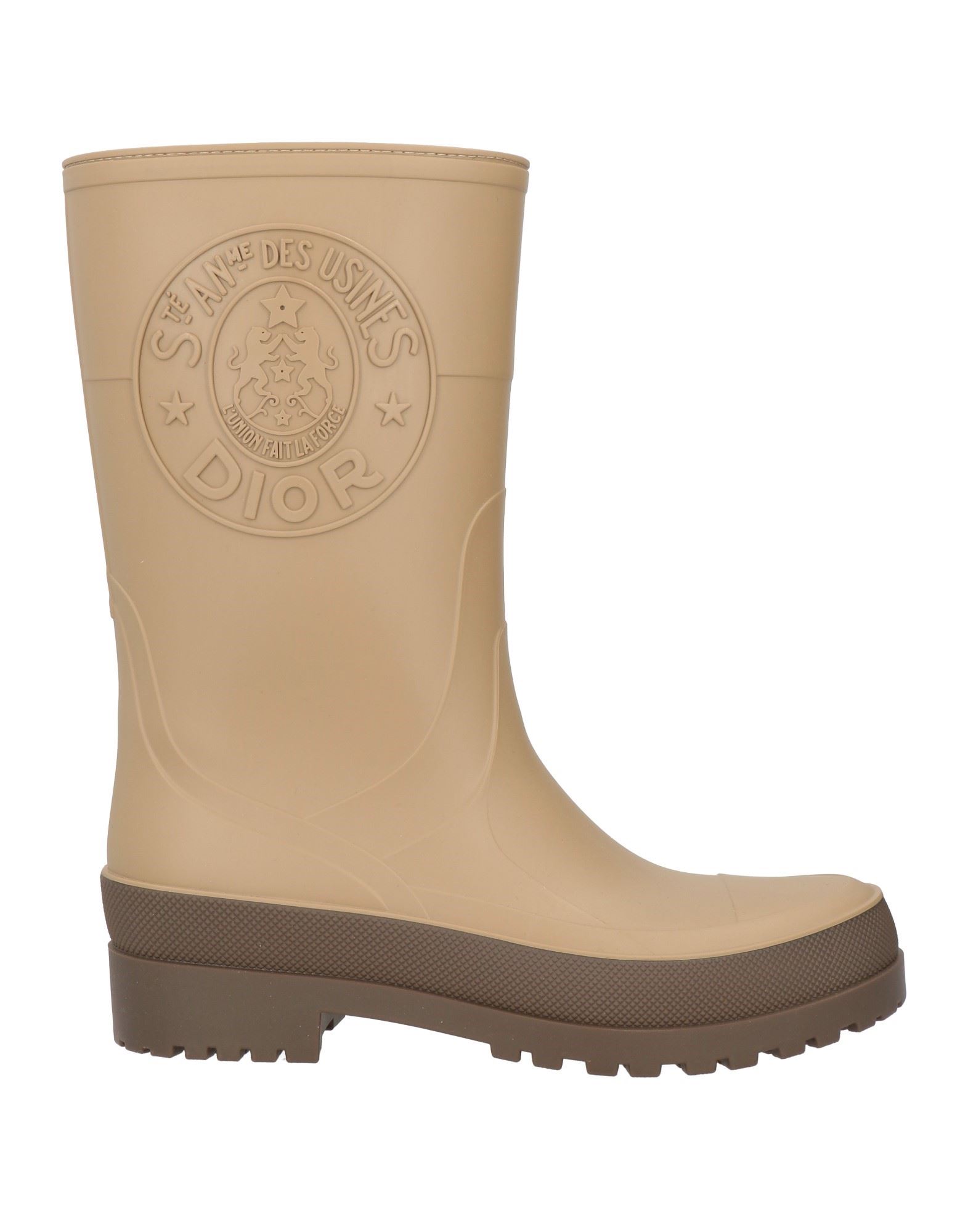 레인 부츠, 고무, 솔리드 컬러, 브랜드 로고, 안감 처리한 내부, 라운드 토, 스퀘어 힐, 러그솔. 이미지