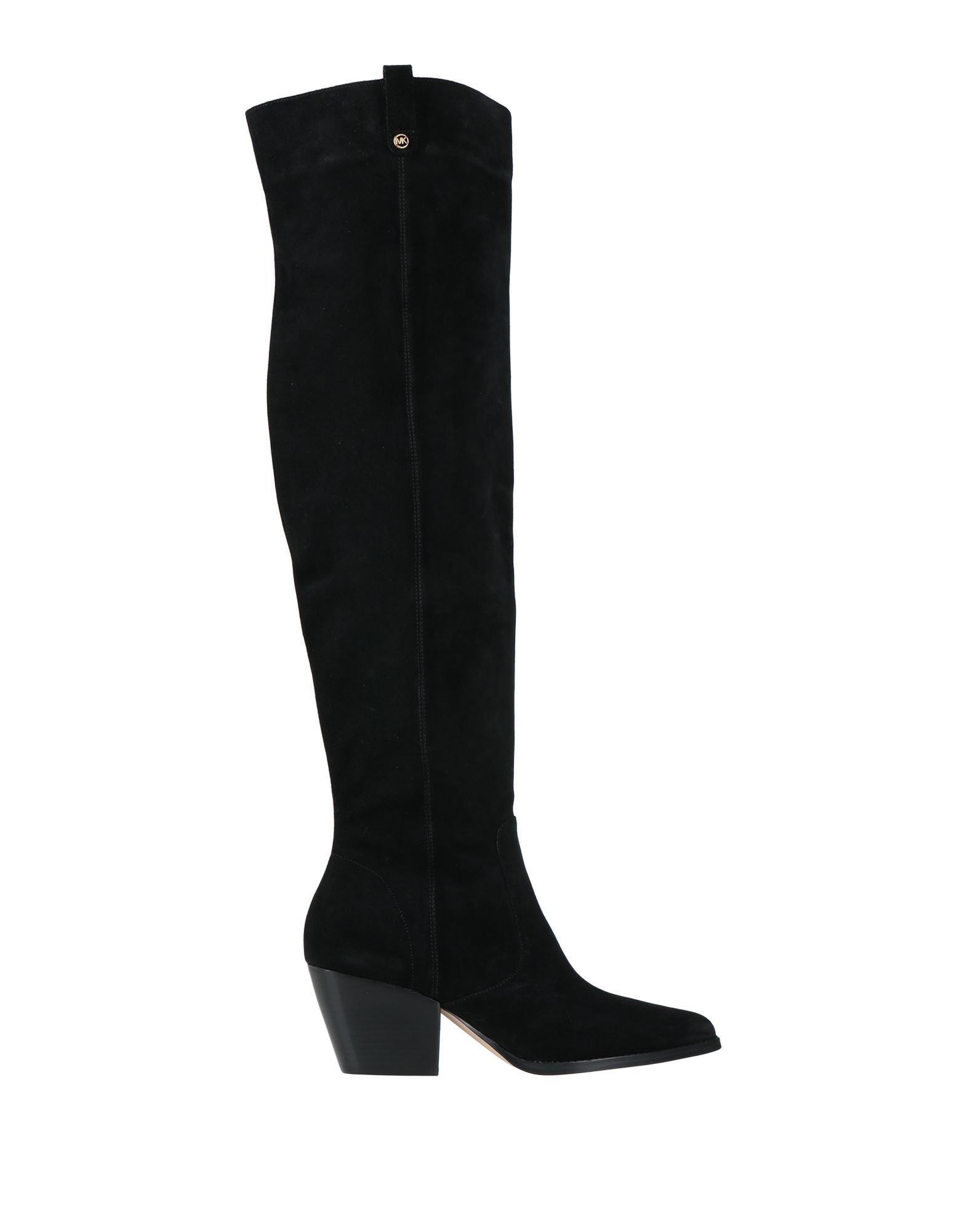 스웨이드 부츠, 주트 솔, 솔리드 컬러, 브랜드 로고, 가죽 소재의 내부, 지퍼 여밈, 포인티드/테이퍼드 토, 쿠반 힐, 고무 밑창, 동물성 비섬유 자재 함유. 이미지