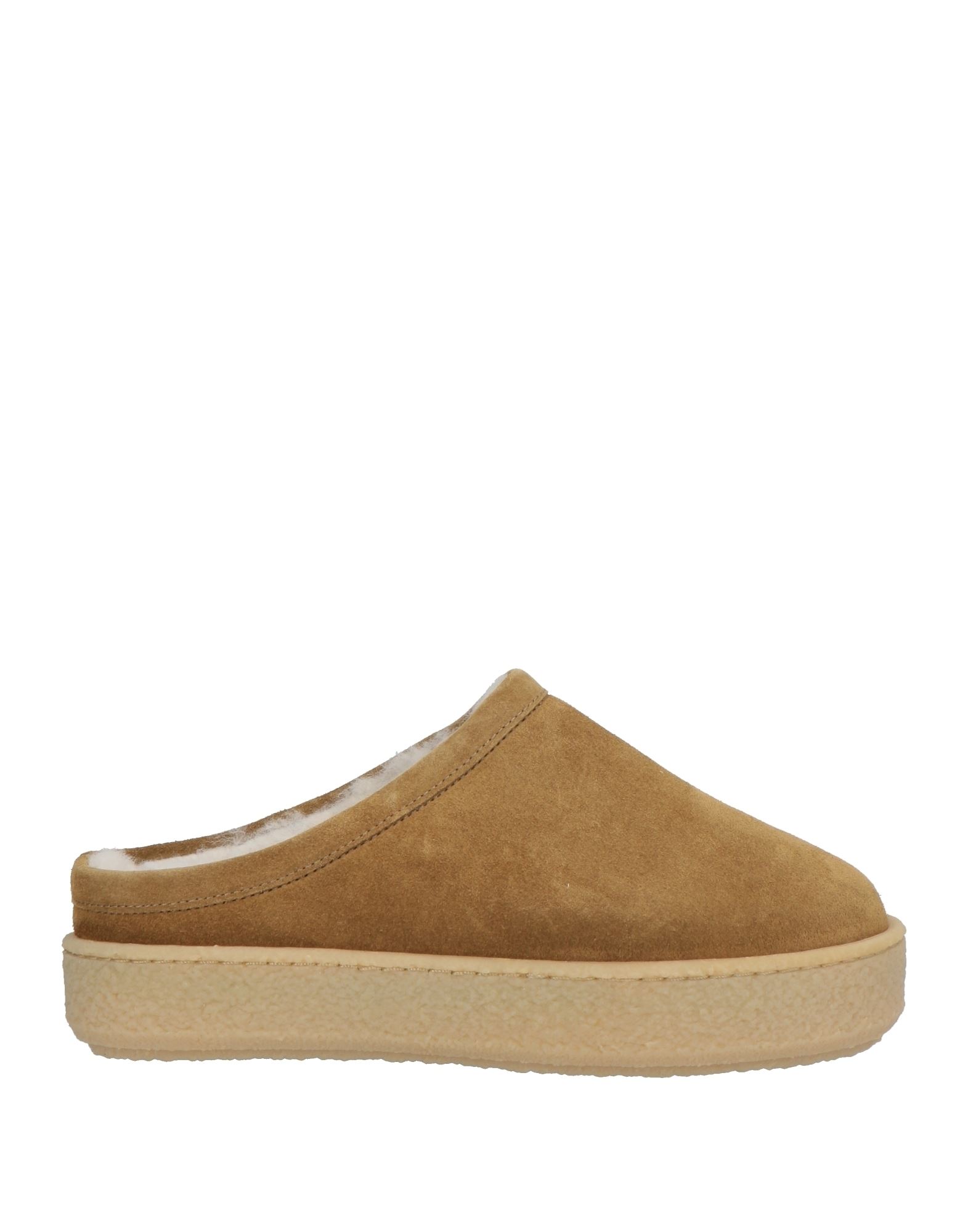 주트 솔, 장식 부착 없음, 솔리드 컬러, 시어링 소재의 내부, 라운드 토, 힐 없음, 고무 밑창, 동물성 비섬유 자재 함유, 뮬, 스몰 핏. 이미지