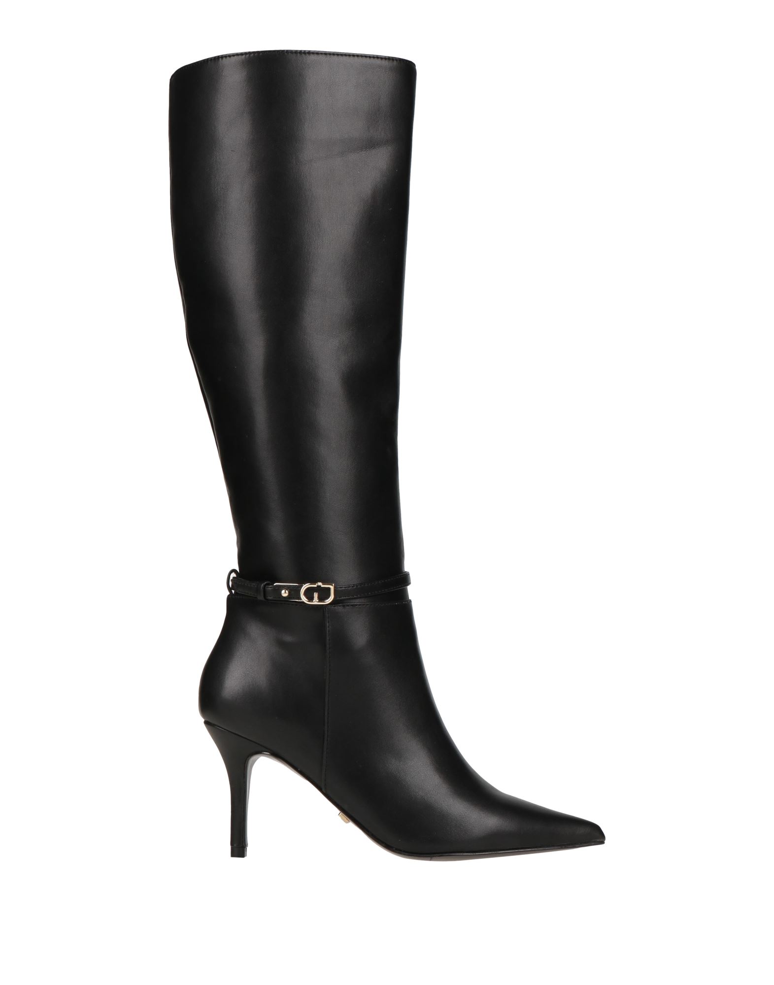 부츠, 인조가죽, 솔리드 컬러, 버클, 가죽 소재의 내부, 포인티드/테이퍼드 토, 핀 힐, 고무 밑창, 동물성 비섬유 자재 함유. 이미지