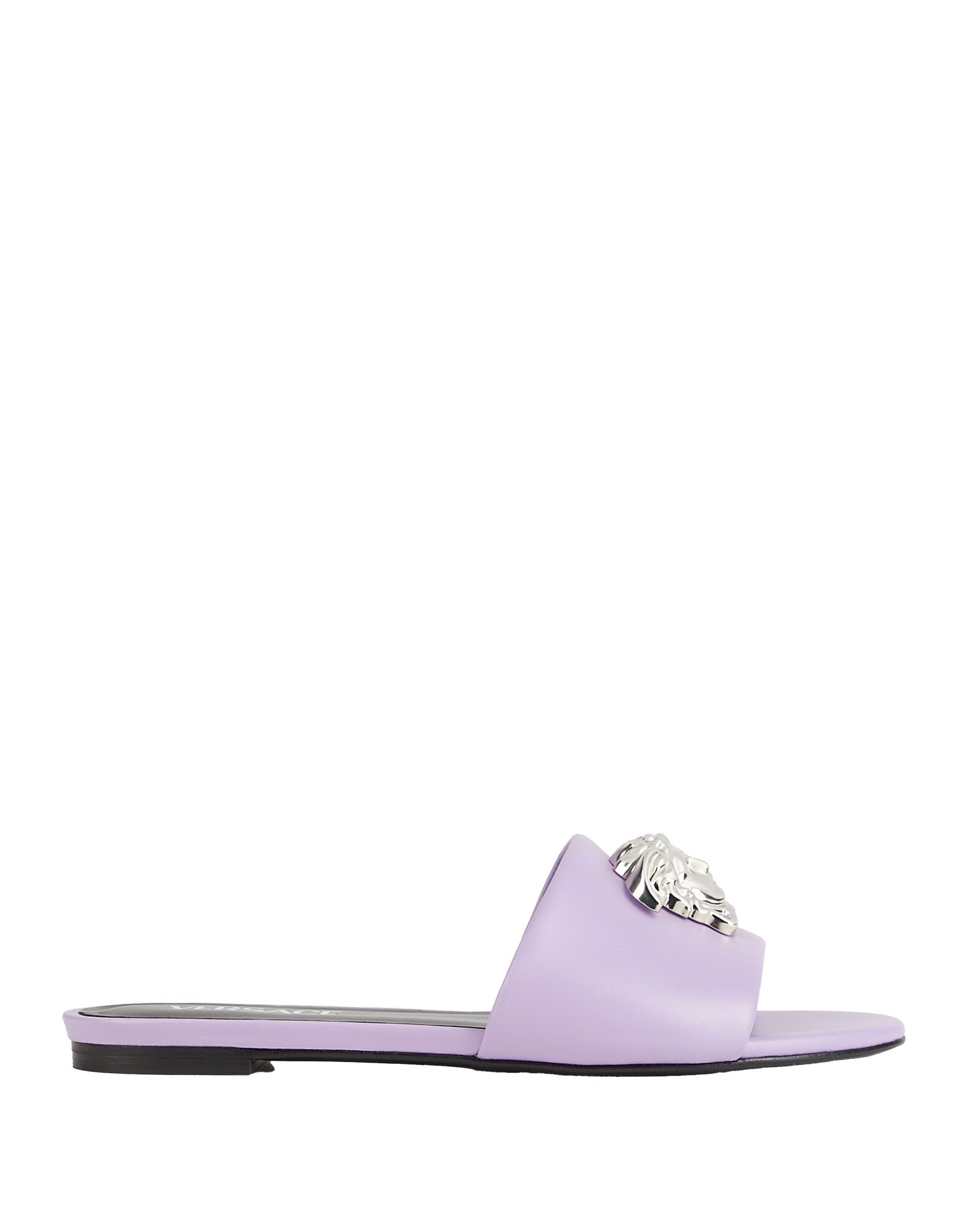 원밴드 샌들, 가죽, 장식 디테일 솔리드 컬러, 브랜드 로고, 가죽 소재의 내부, 라운드 토, 힐 없음, 가죽 밑창, 동물성 비섬유 자재 함유. 이미지