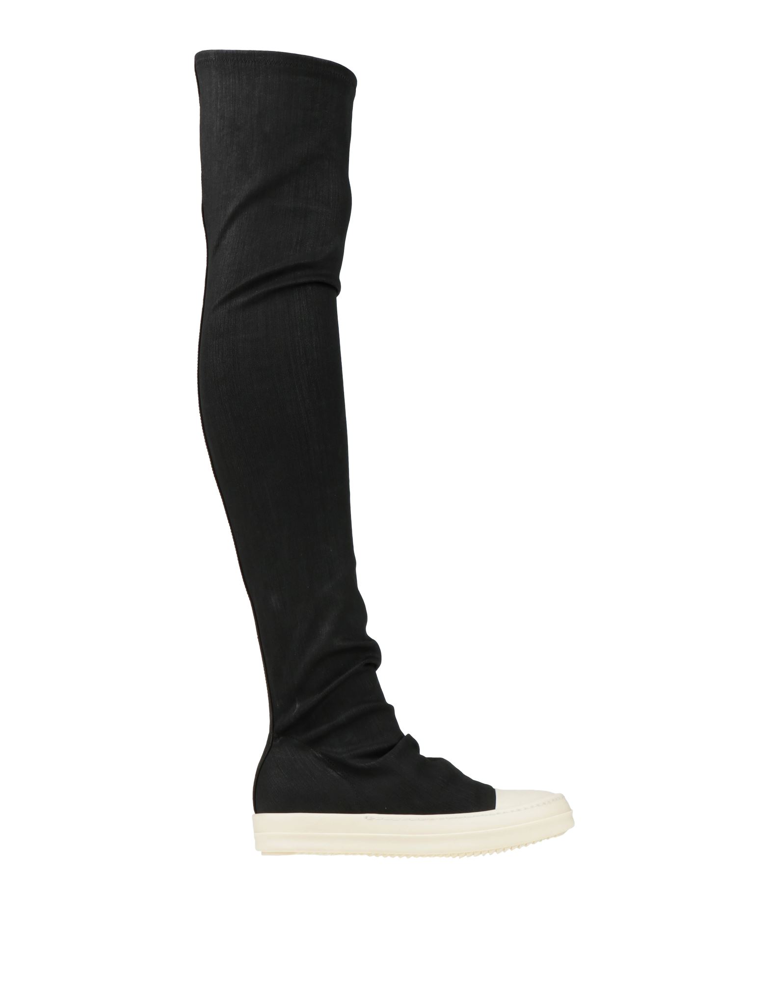 오버 더 니 부츠, 저지, 솔리드 컬러, 브랜드 로고, 안감없음, 라운드 토, 힐 없음, 고무 밑창. 이미지