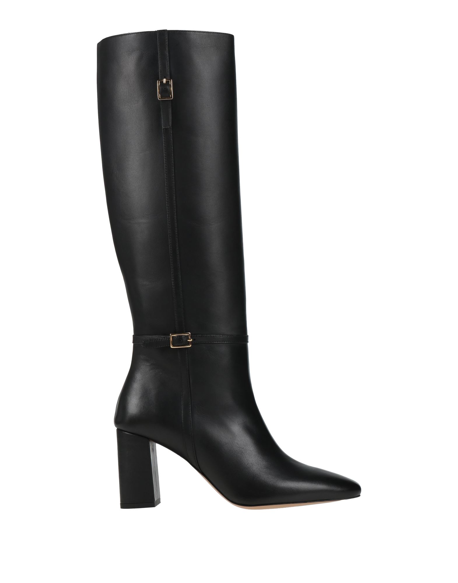 부츠, 가죽, 솔리드 컬러, 스트랩, 가죽 소재의 내부, 지퍼 여밈, 라운드 토, 스퀘어 힐, 커버드 힐, 고무 밑창, 동물성 비섬유 자재 함유. 이미지