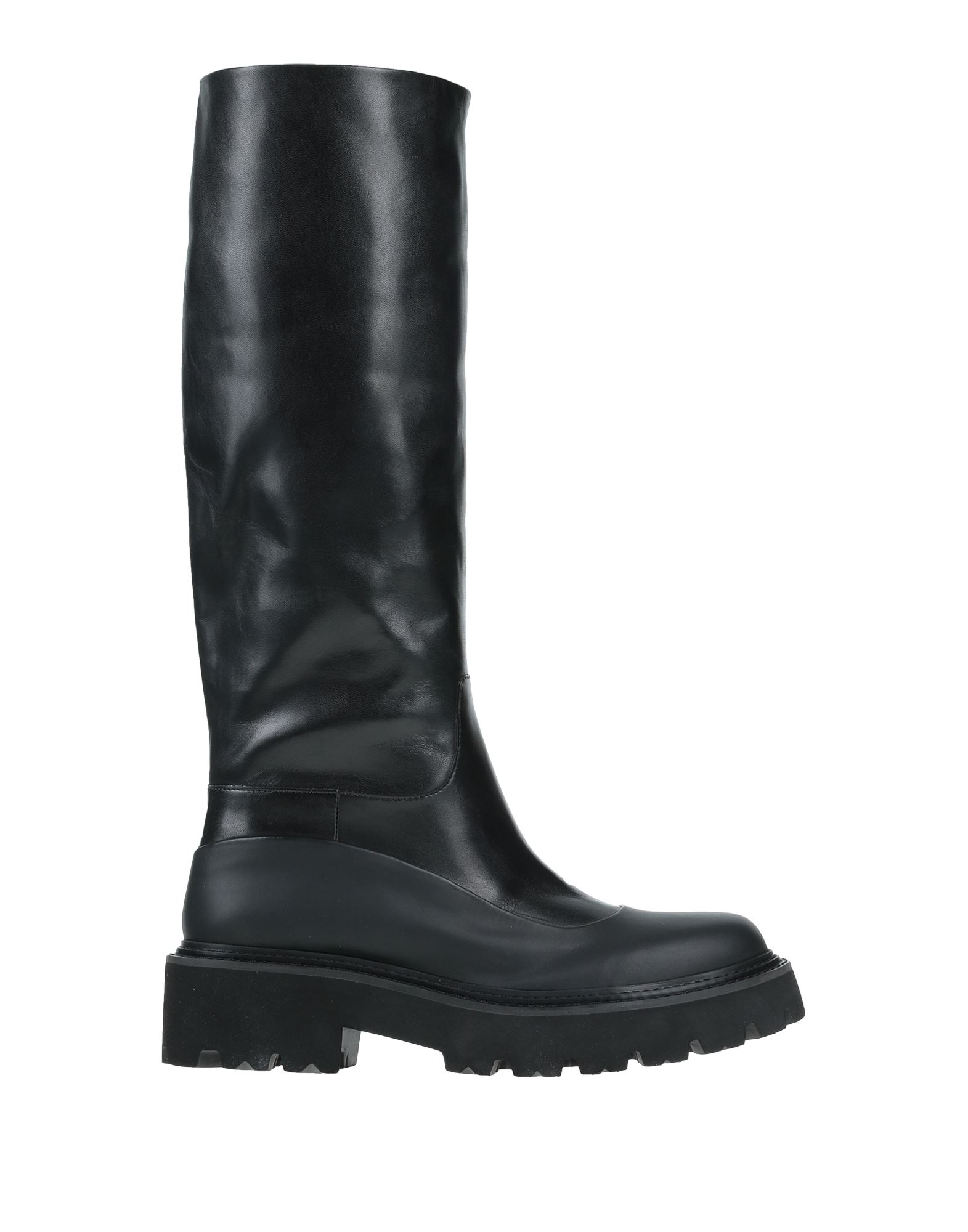 장식 부착 없음, 솔리드 컬러, 가죽 백킹, 지퍼 클로저, 라운드 토, 스퀘어 힐, 러그솔, 동물성 비섬유 자재 함유, 청키 부츠. 이미지