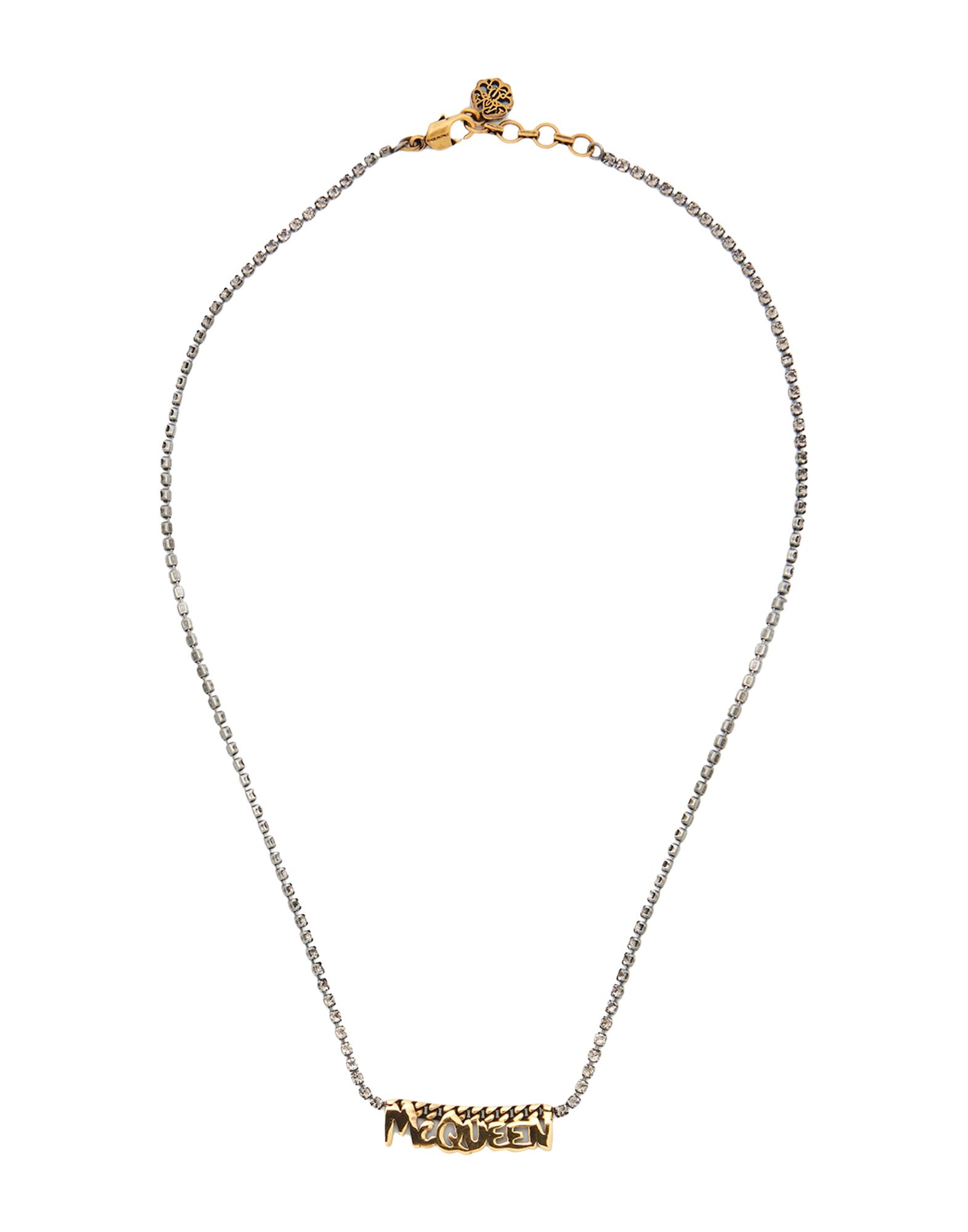 네크리스, 메탈, 브랜드 로고, 크리스탈, 조절가능 훅&체인 클로져. 이미지