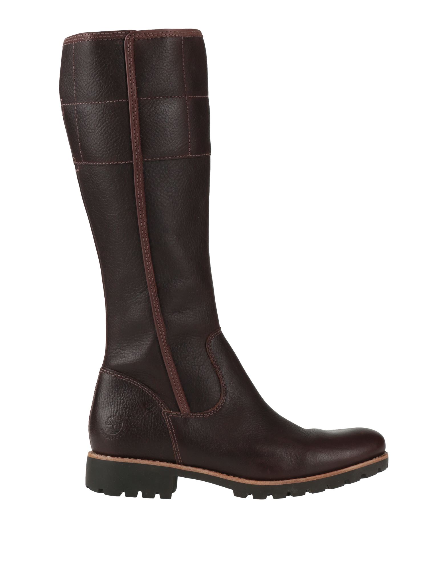 model 승마 부츠, 페블 효과 가죽, 솔리드 컬러, 브랜드 로고, 안감있음, 지퍼 여밈, 라운드 토, 로우 힐, 러그솔, 동물성 비섬유 자재 함유. 이미지