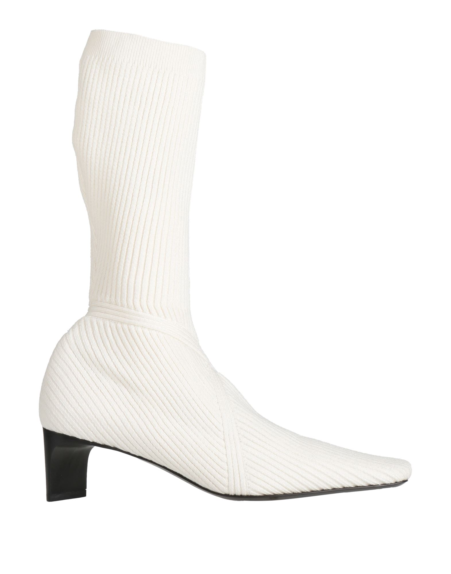 부츠, 니트 소재, 장식 부착 없음, 솔리드 컬러, 가죽 소재의 내부, 스퀘어 토, 기하학적 힐, 가죽 밑창, 동물성 비섬유 자재 함유. 이미지