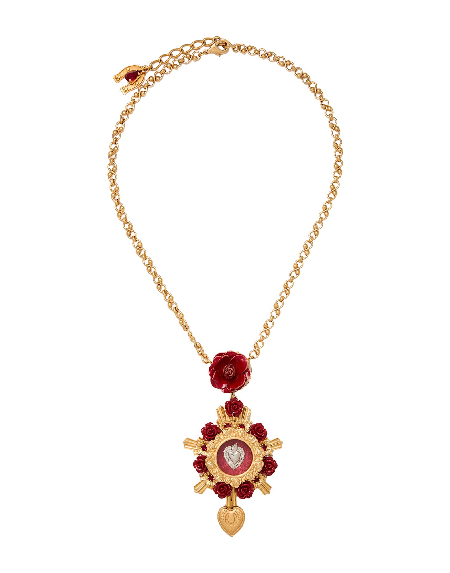 펜던트 네크리스, 메탈, 플로럴 아플리케, 브랜드 로고, 훅 클로져. 이미지