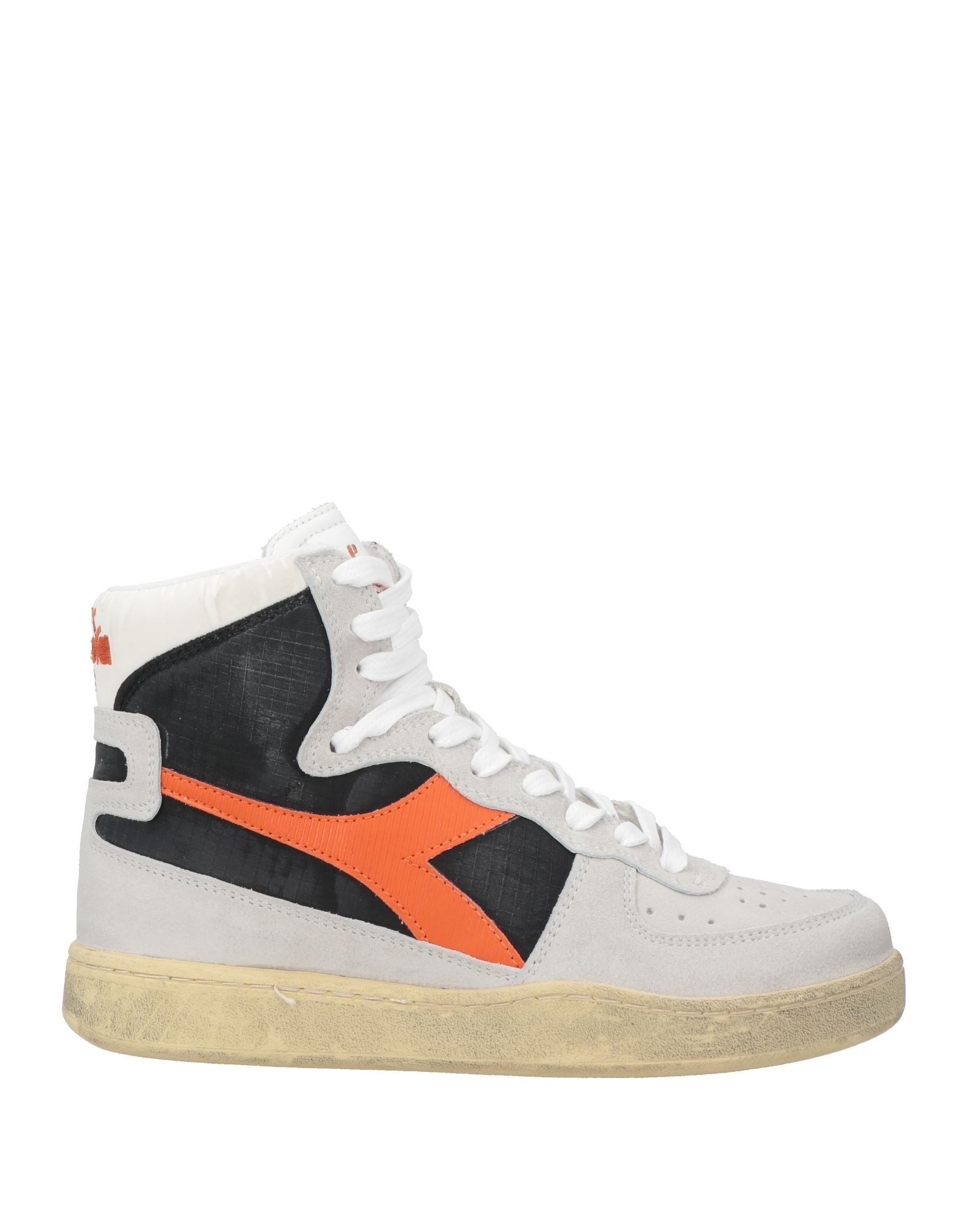 하이탑 스니커즈 & 스포츠 슈즈, 주트 솔, 테크니컬 패브릭, 멀티컬러 패턴, 브랜드 로고, 가죽 소재의 내부, 레이스업 여밈, 라운드 토, 미끄럼방지 고무 밑창, 동물성 비섬유 자재 함유. 이미지