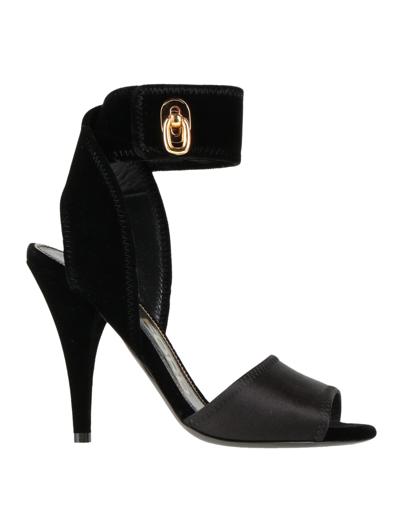 앵클 스트랩 샌들, 벨벳, 새틴, 솔리드 컬러, 장식 부착 없음, 가죽 소재의 내부, 앵클 레이스업, 라운드 토, 콘 힐, 커버드 힐, 가죽 밑창, 동물성 비섬유 자재 함유, 스몰 핏, 스타일과 우아함 그리고 화려함이 어우러진 멋진 파티 룩을 연출해줄 피스. 이미지